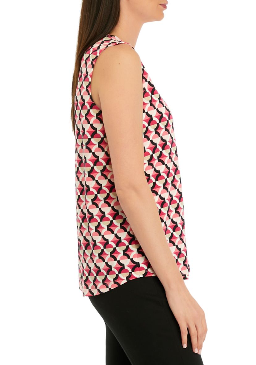 Womens Printed Pleat Front Top
