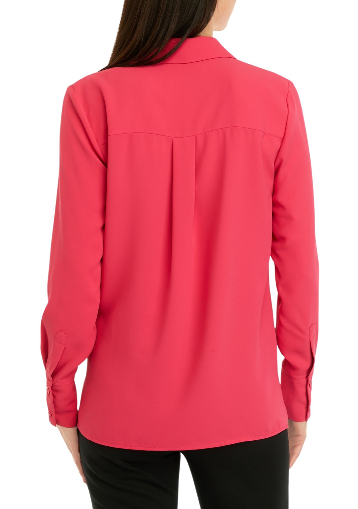 Womens Solid Notch Collar Blouse