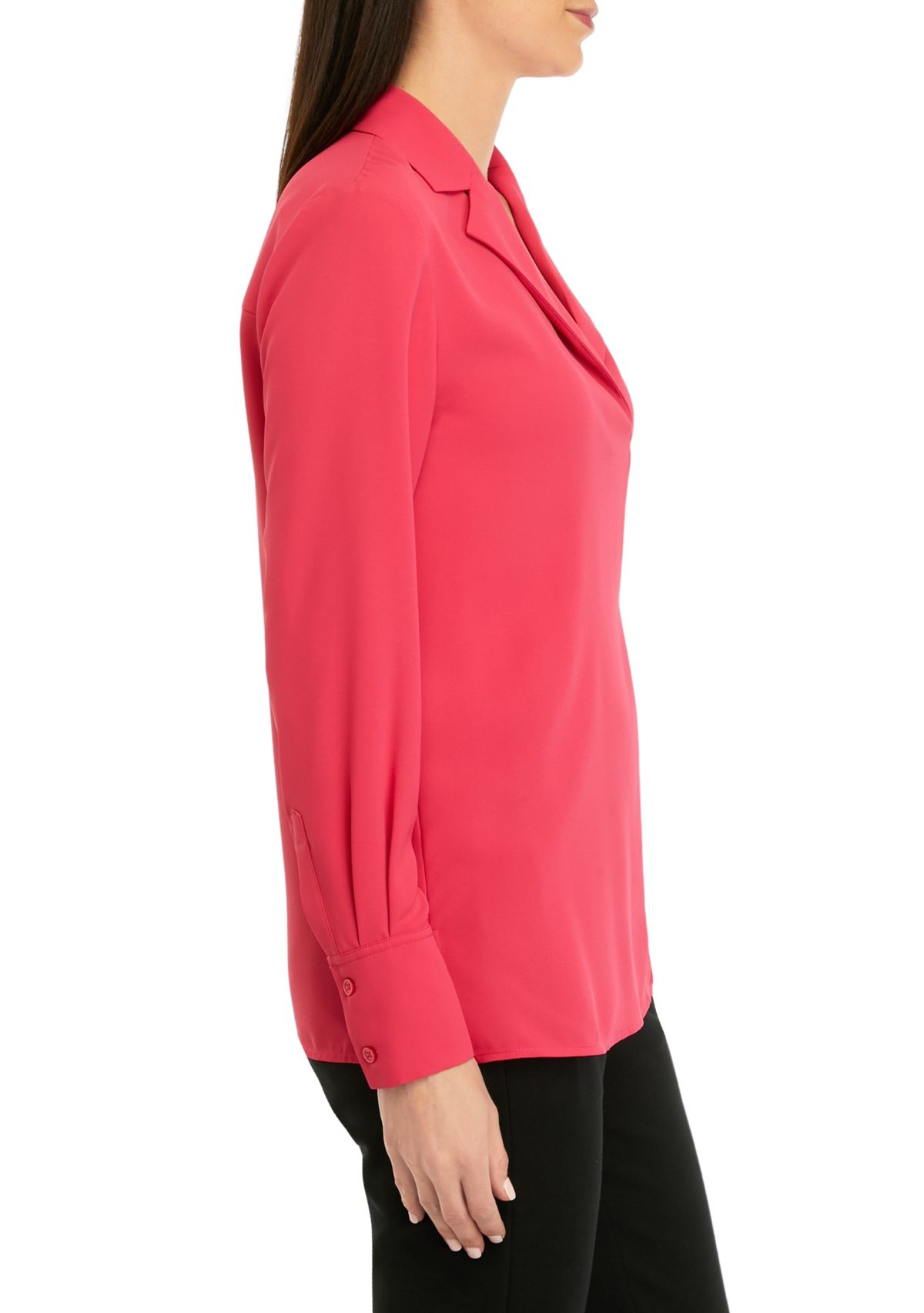 Womens Solid Notch Collar Blouse