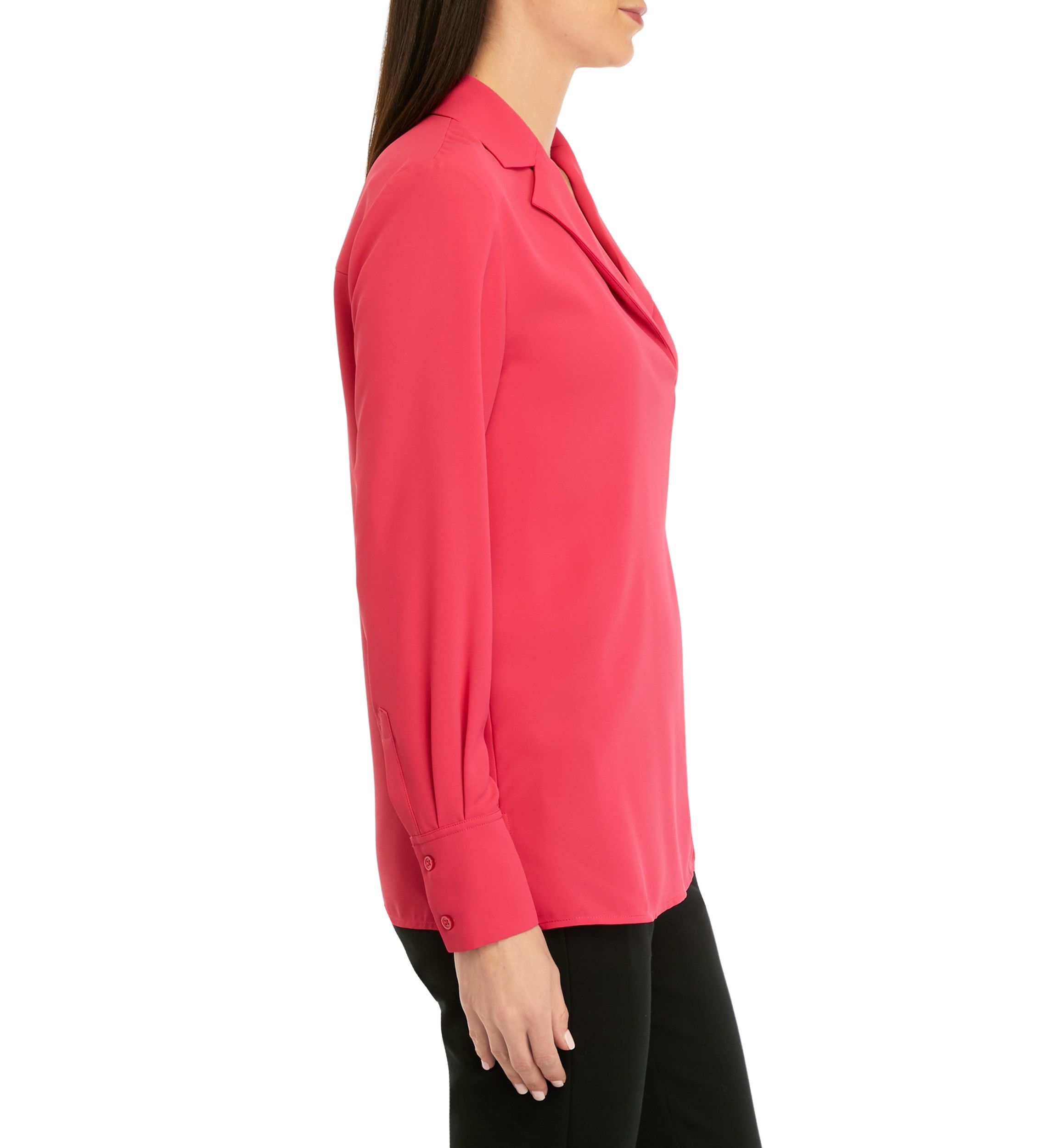 Womens Solid Notch Collar Blouse