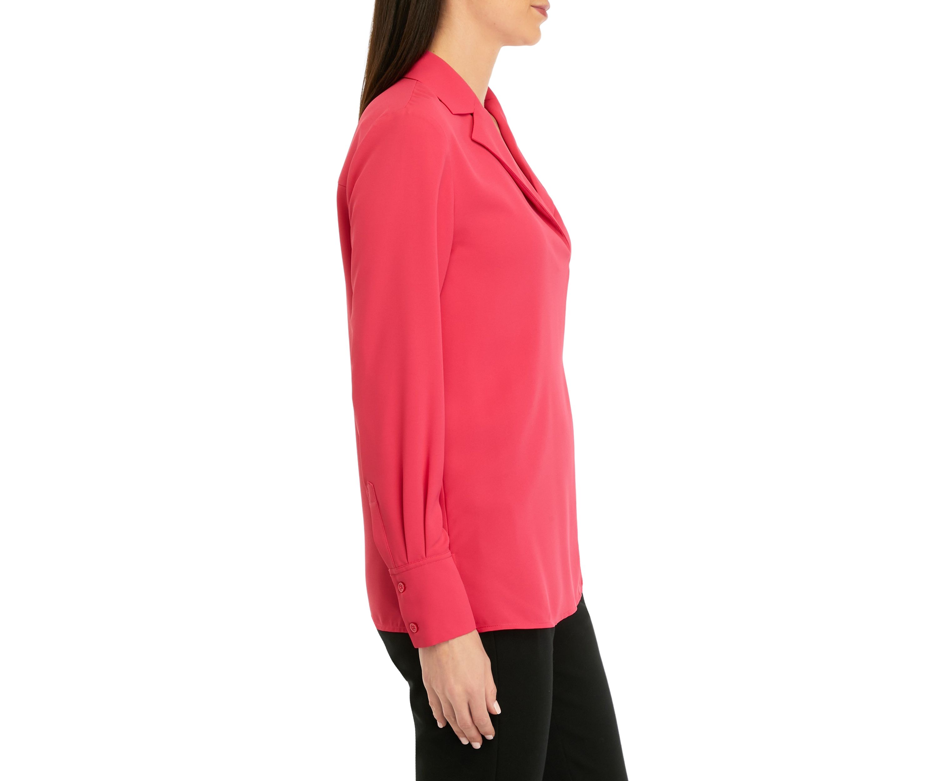 Womens Solid Notch Collar Blouse
