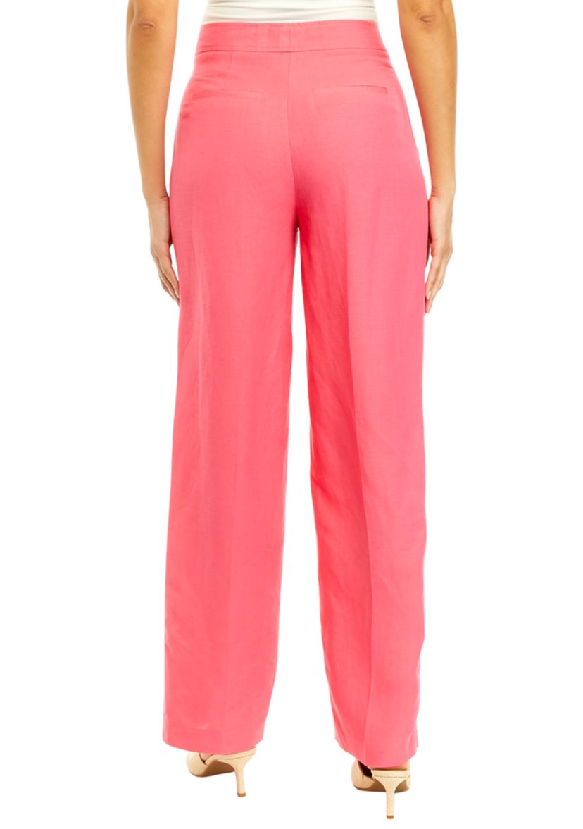 Womens Fly Front Wide Leg Trouser Pants