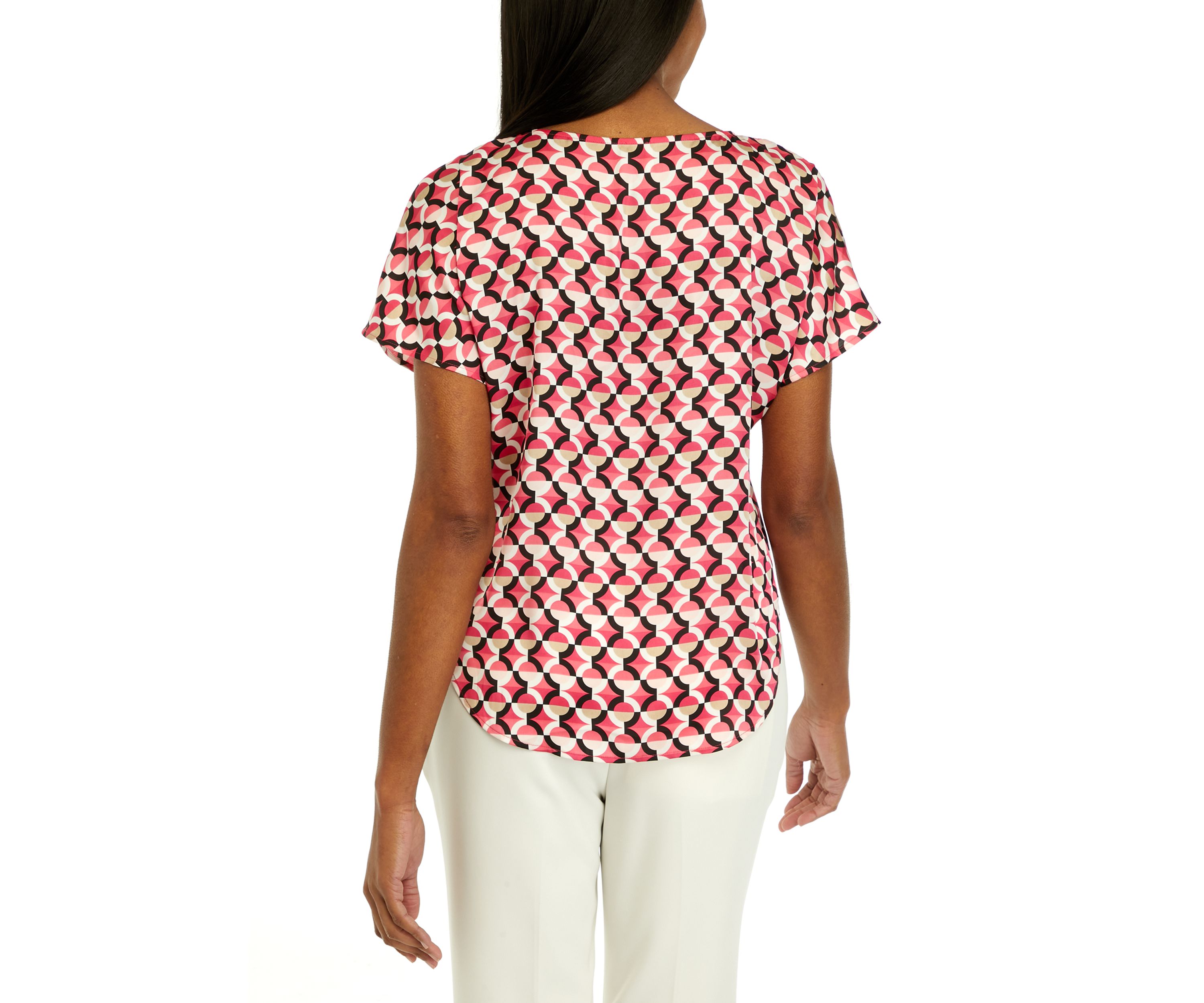 Womens Short Sleeve Boat Neck Blouse