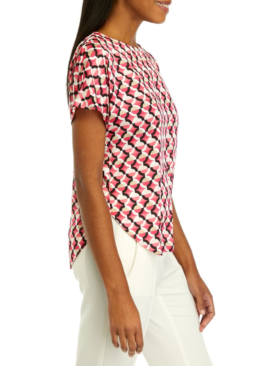 Womens Short Sleeve Boat Neck Blouse
