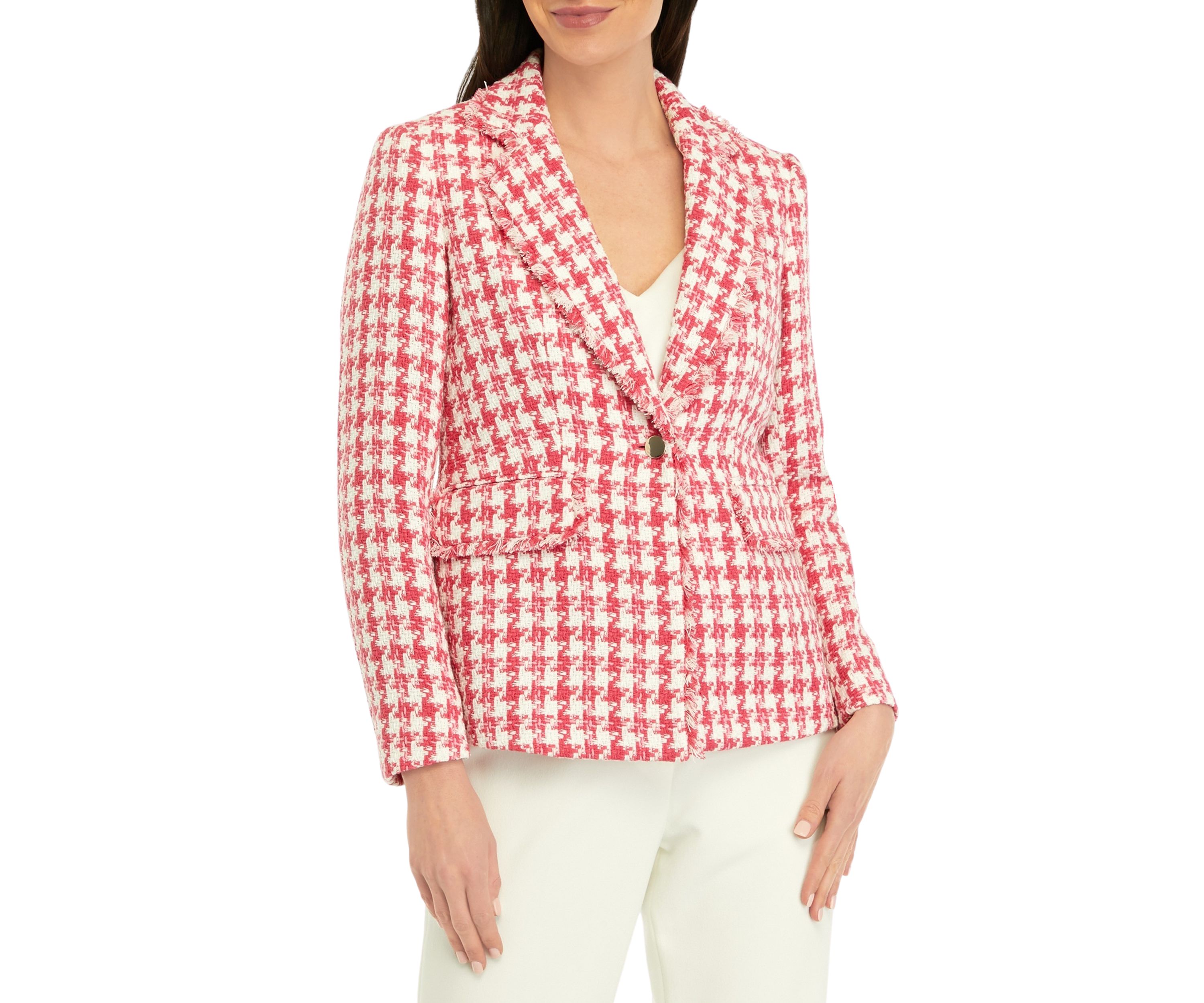 Womens Tweed Long Sleeve Fringe Jacket