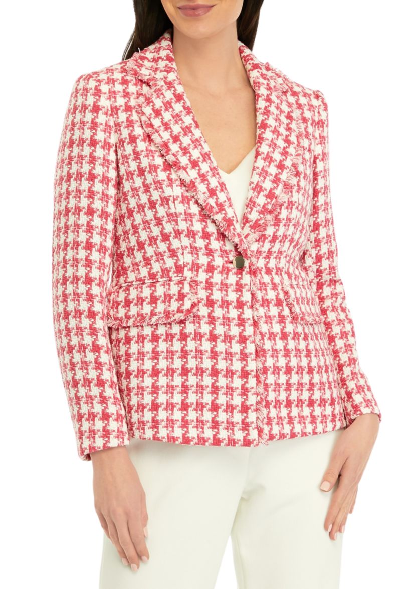 Womens Tweed Long Sleeve Fringe Jacket
