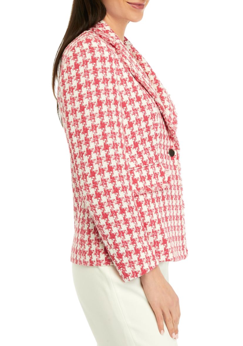 Womens Tweed Long Sleeve Fringe Jacket