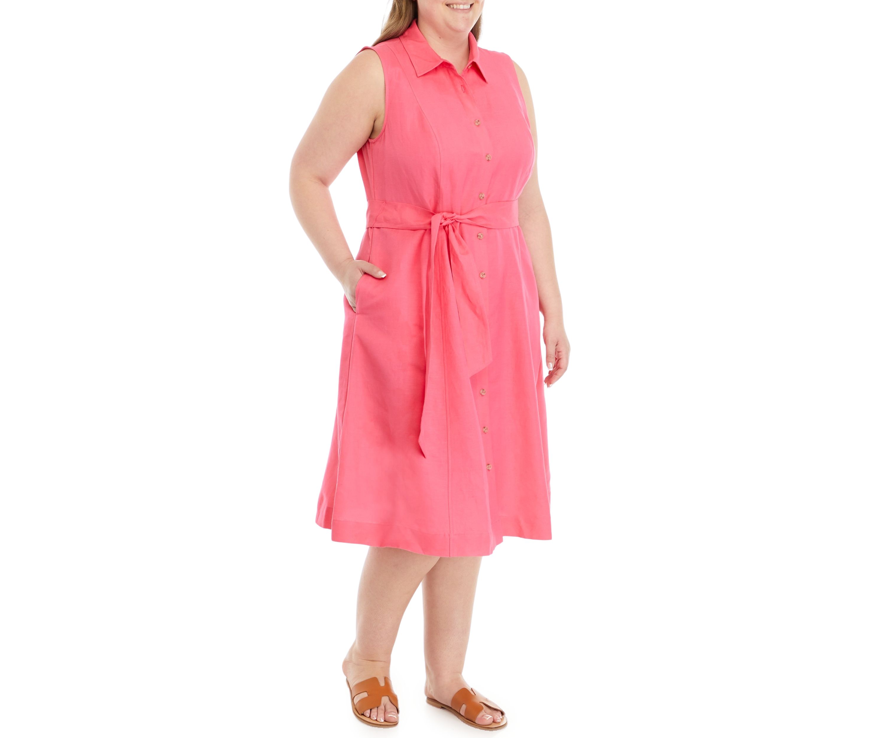 Plus Size Sleeveless Shirtdress