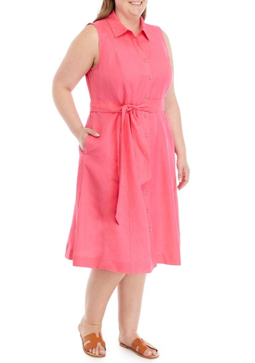 Plus Size Sleeveless Shirtdress