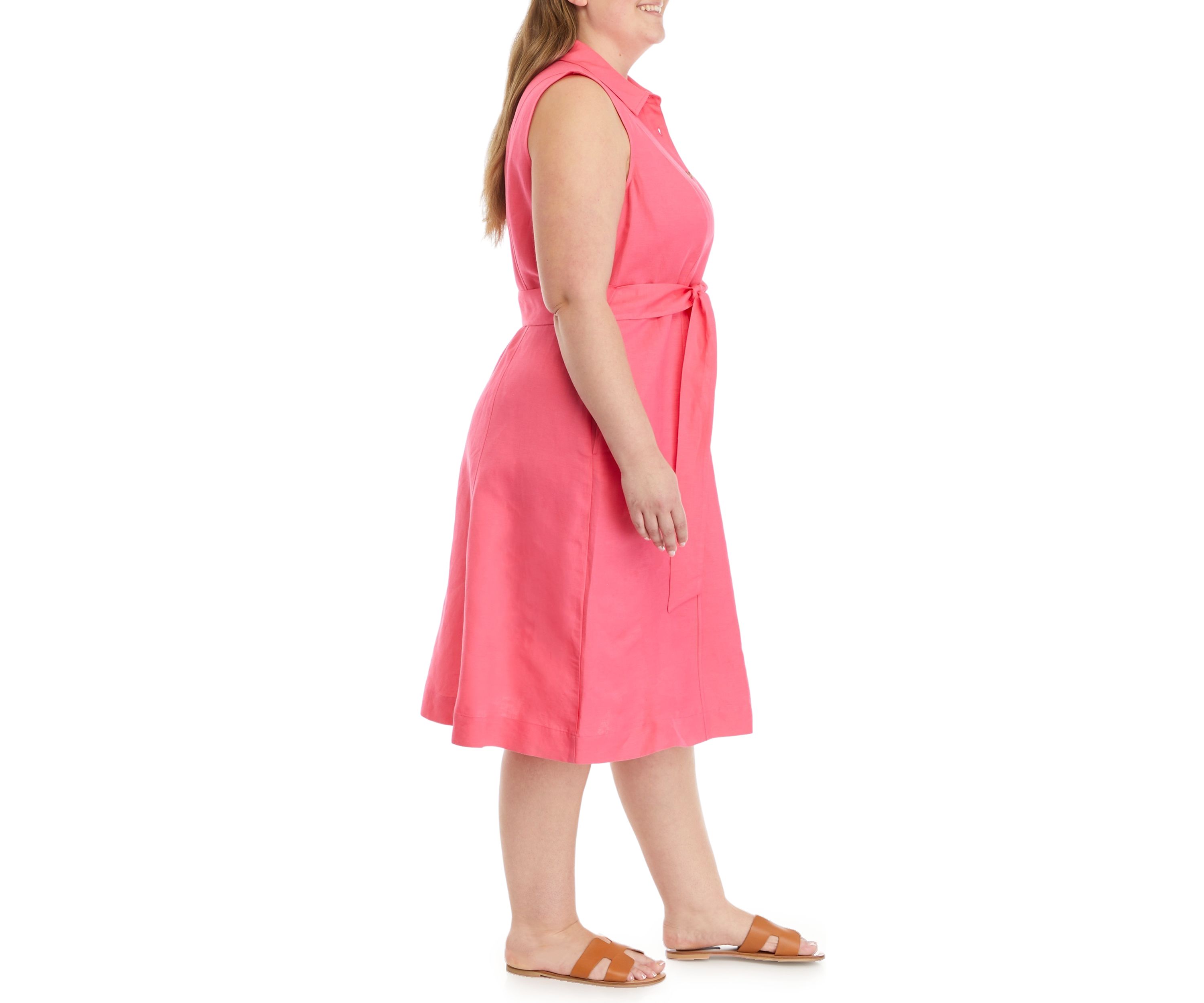 Plus Size Sleeveless Shirtdress