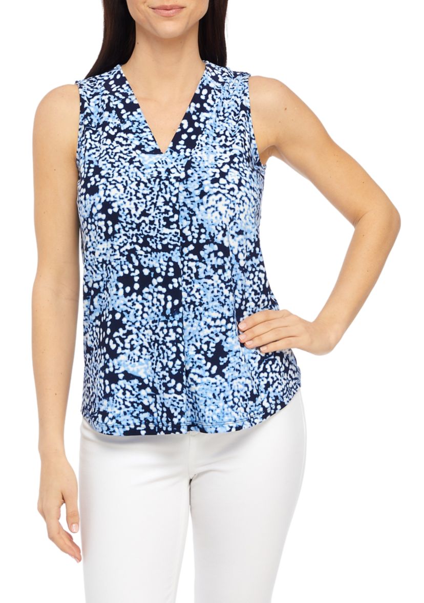 Womens Printed Pleated Front Top