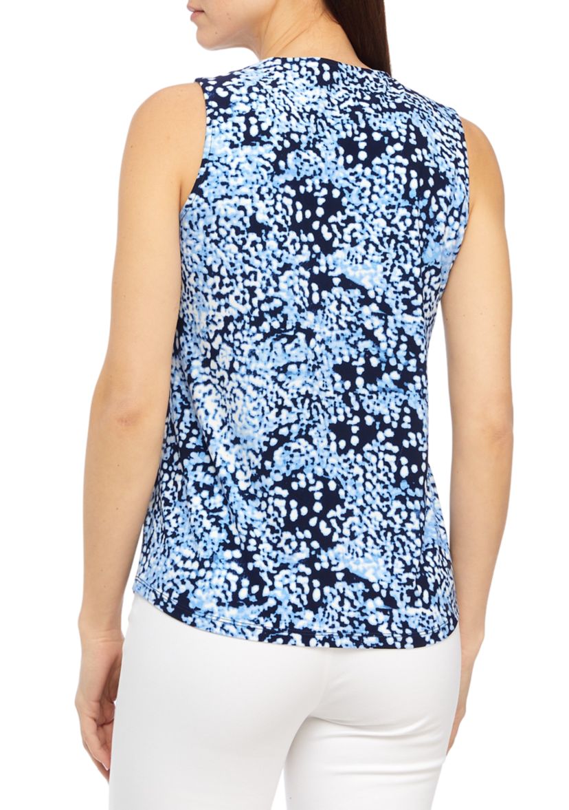 Womens Printed Pleated Front Top