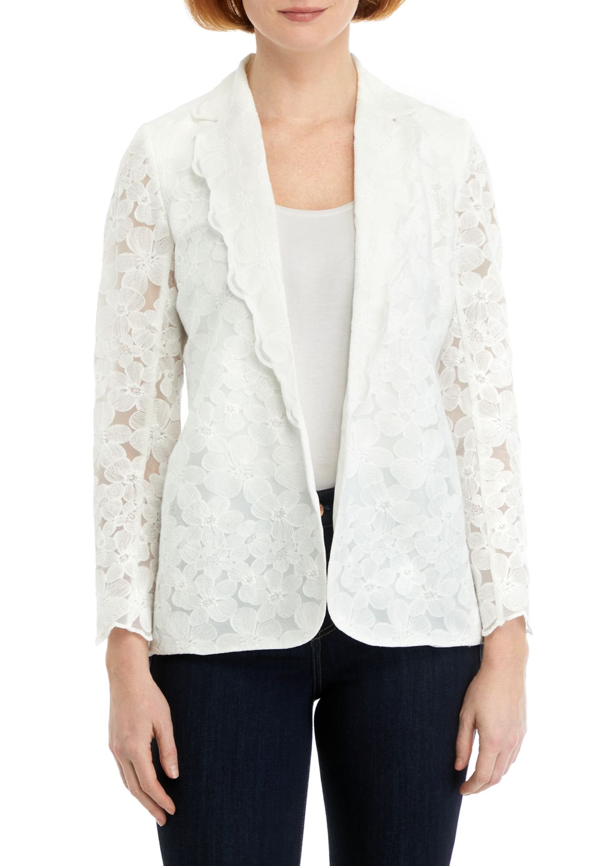 Womens Scalloped Notch Lapel Jacket