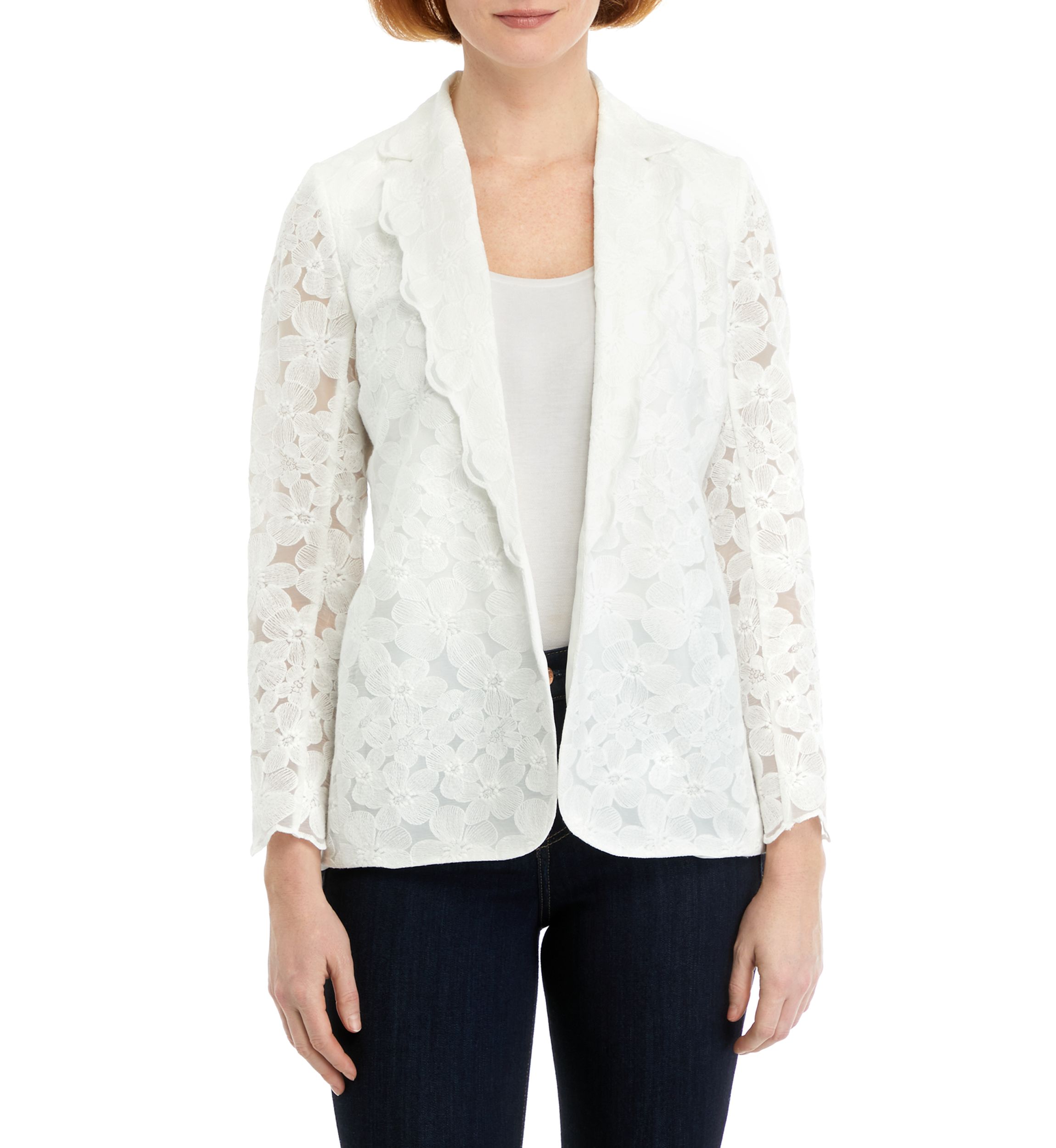 Womens Scalloped Notch Lapel Jacket