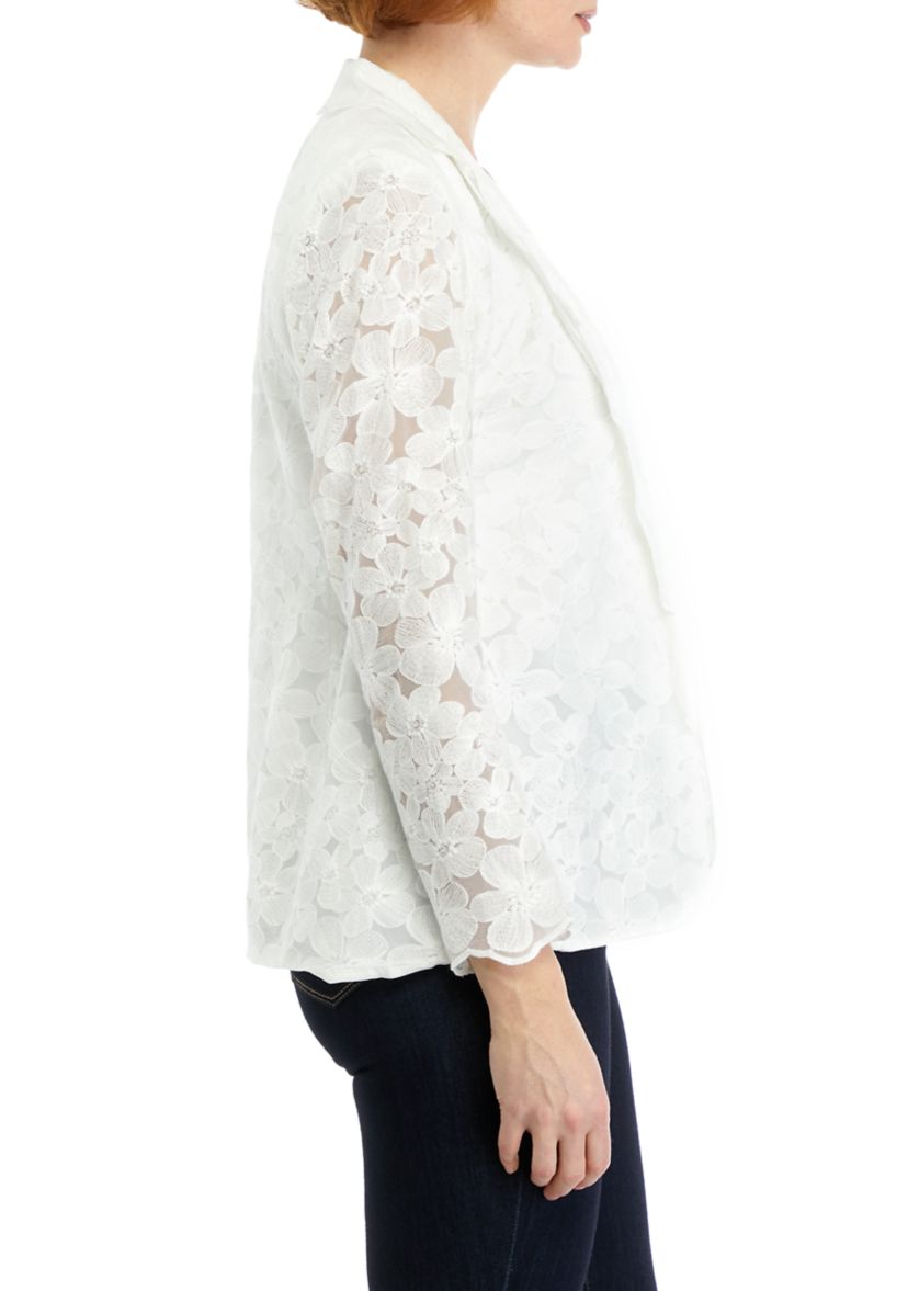 Womens Scalloped Notch Lapel Jacket