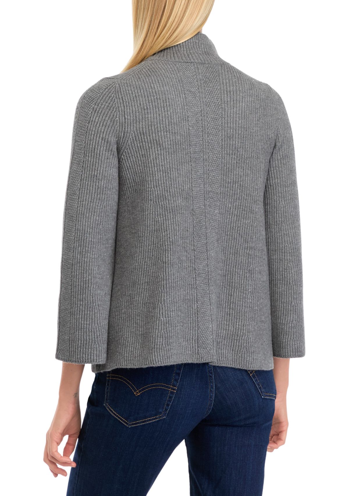 Petite Mock Neck Ribbed Directional Stitch Sweater 