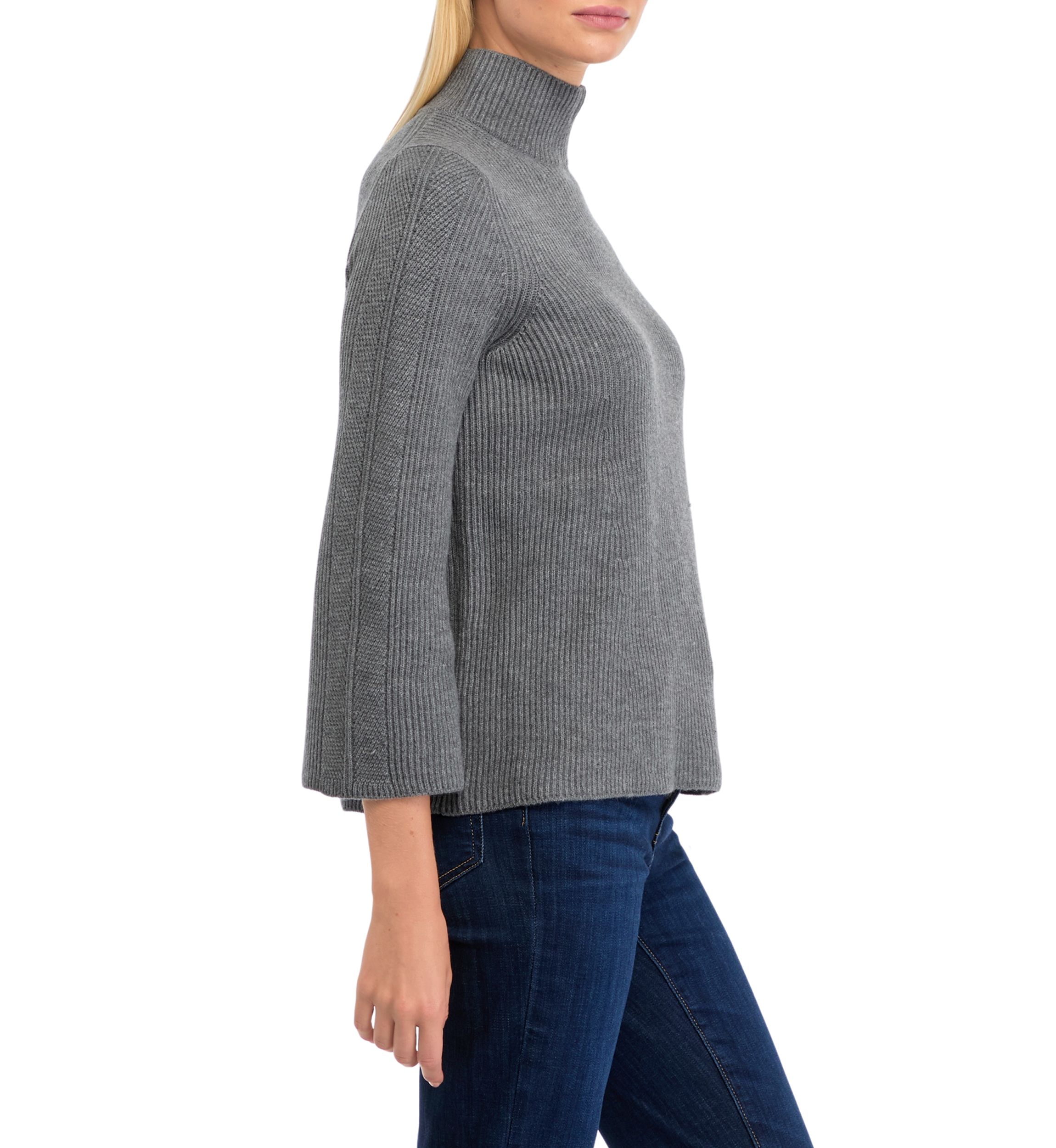 Petite Mock Neck Ribbed Directional Stitch Sweater 
