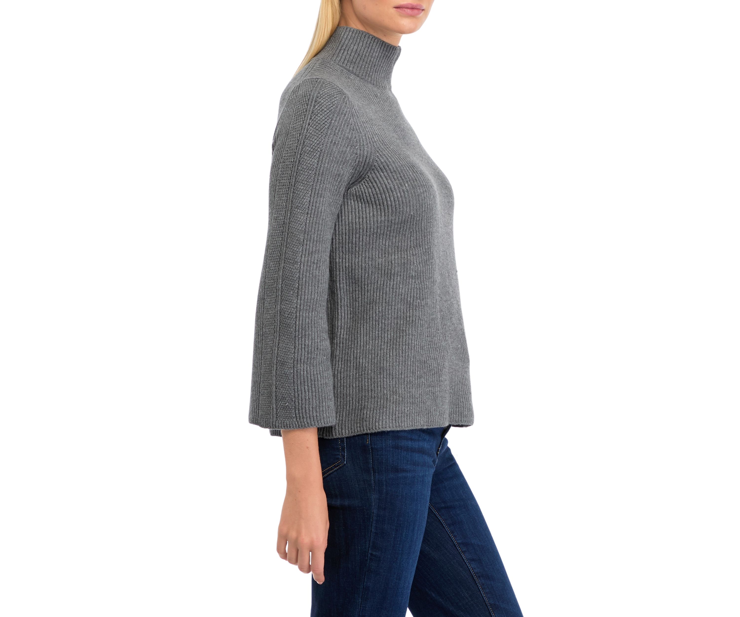 Petite Mock Neck Ribbed Directional Stitch Sweater 