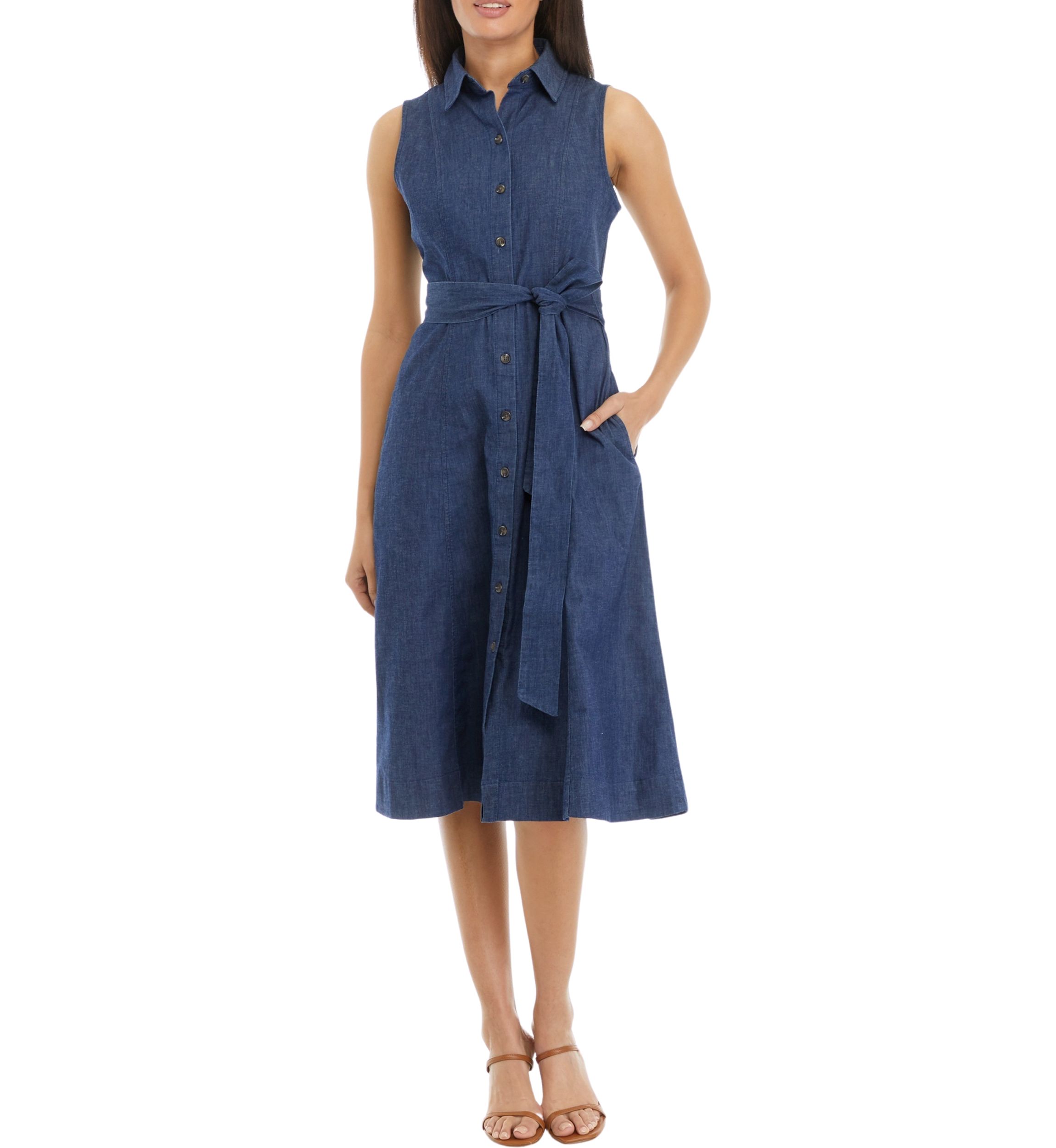 Womens Sleeveless Shirtdress