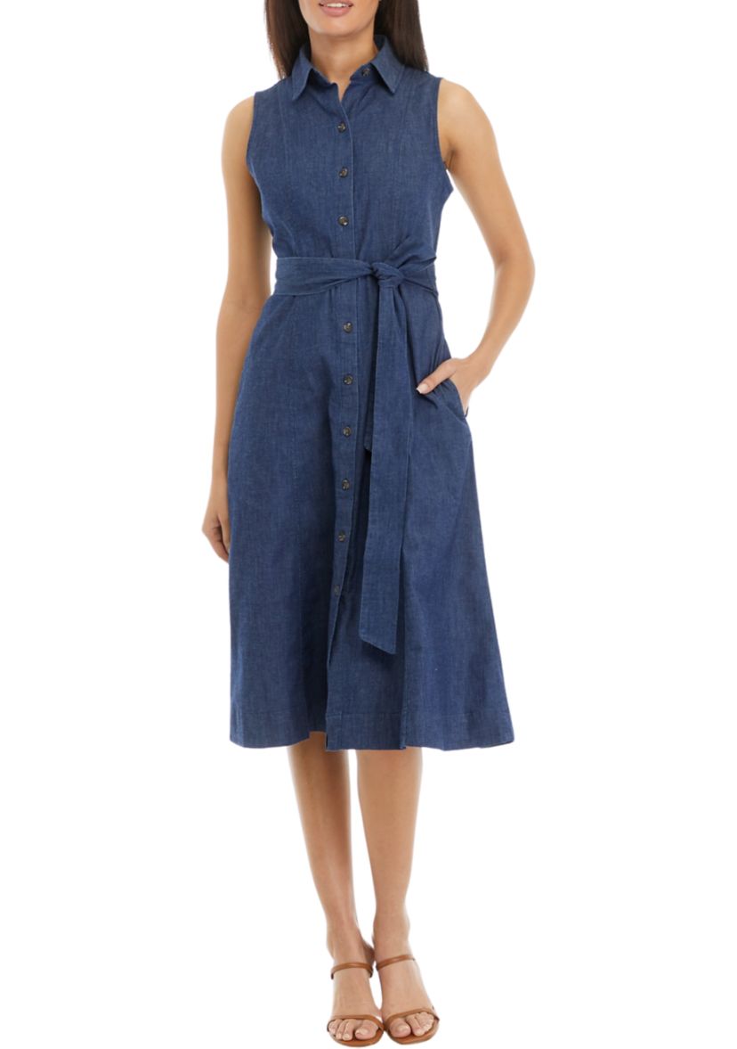 Womens Sleeveless Shirtdress
