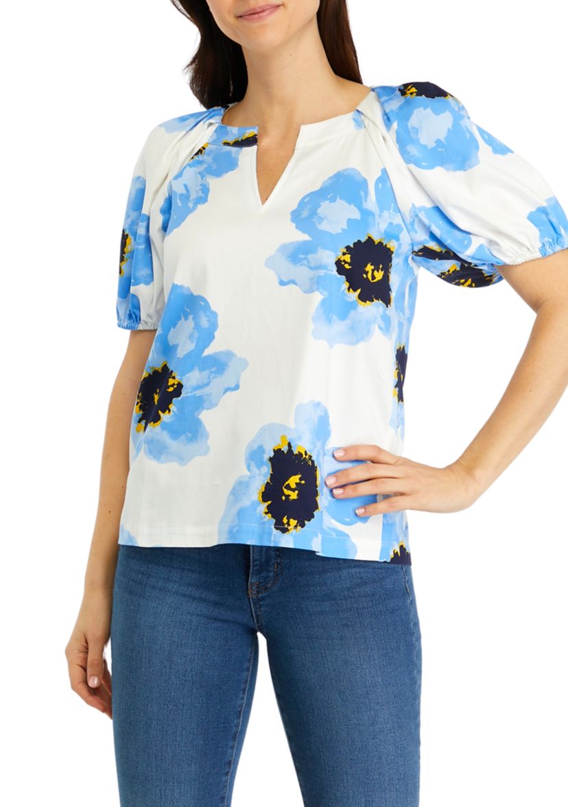 Womens Printed Split Neck Blouse