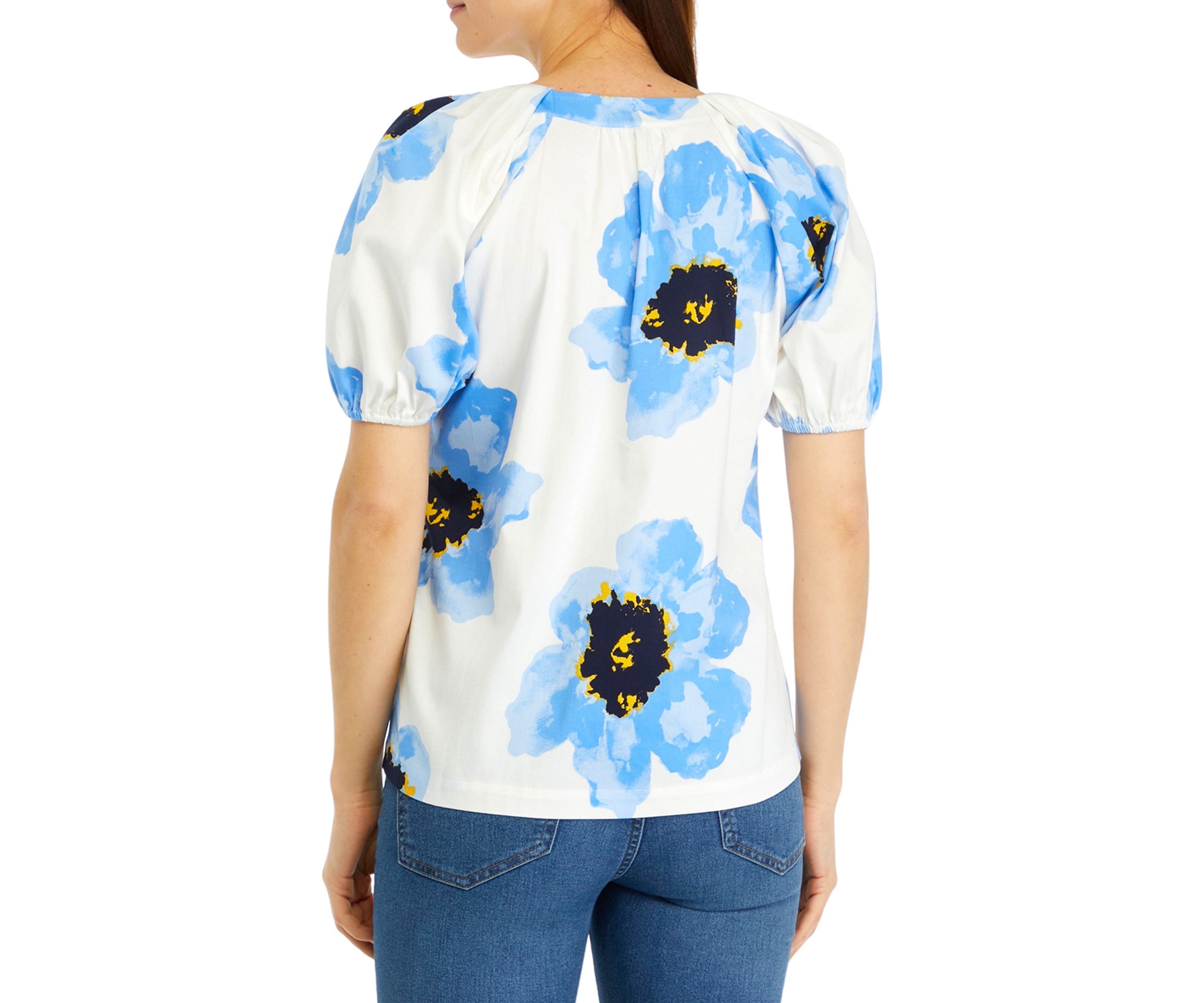 Womens Printed Split Neck Blouse
