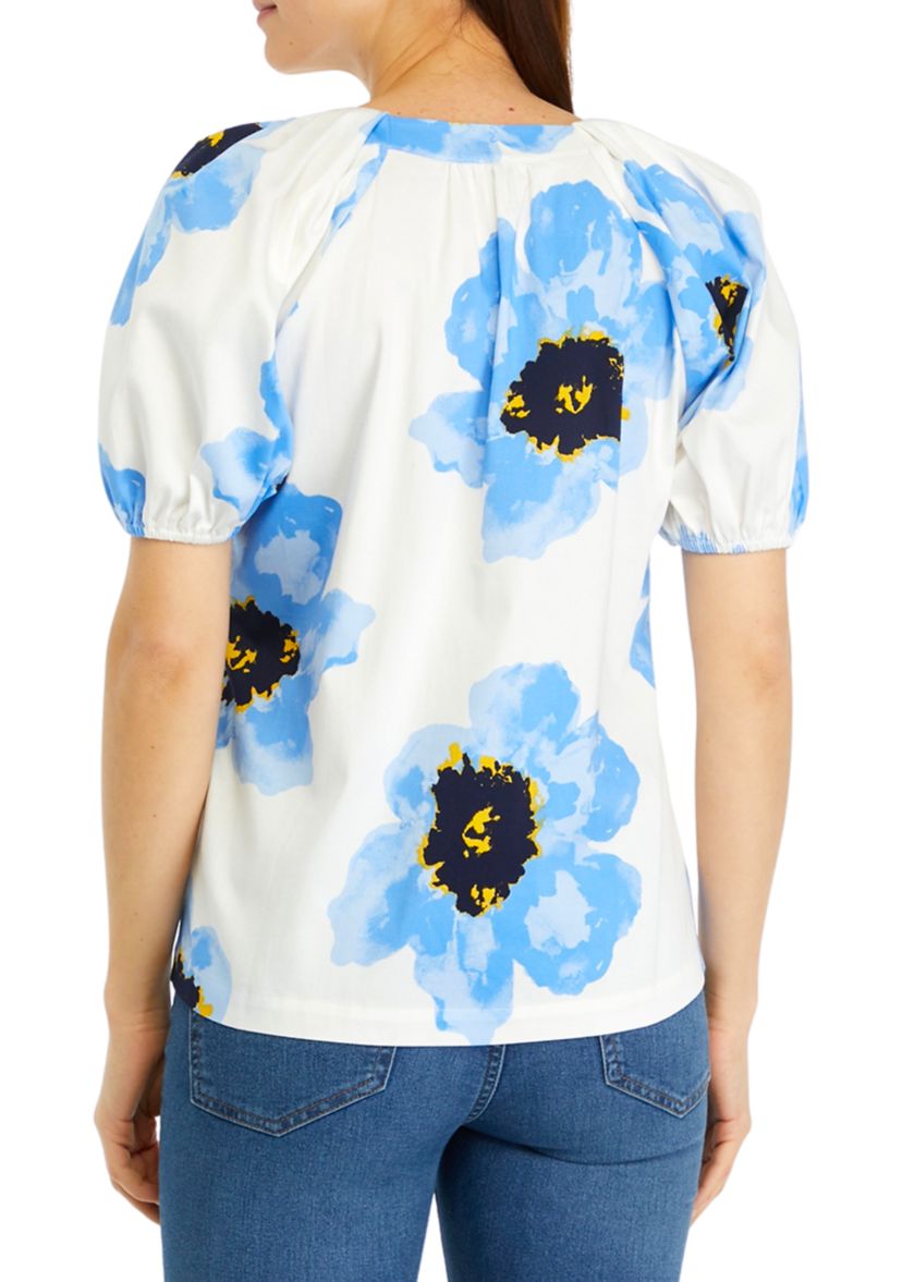 Womens Printed Split Neck Blouse