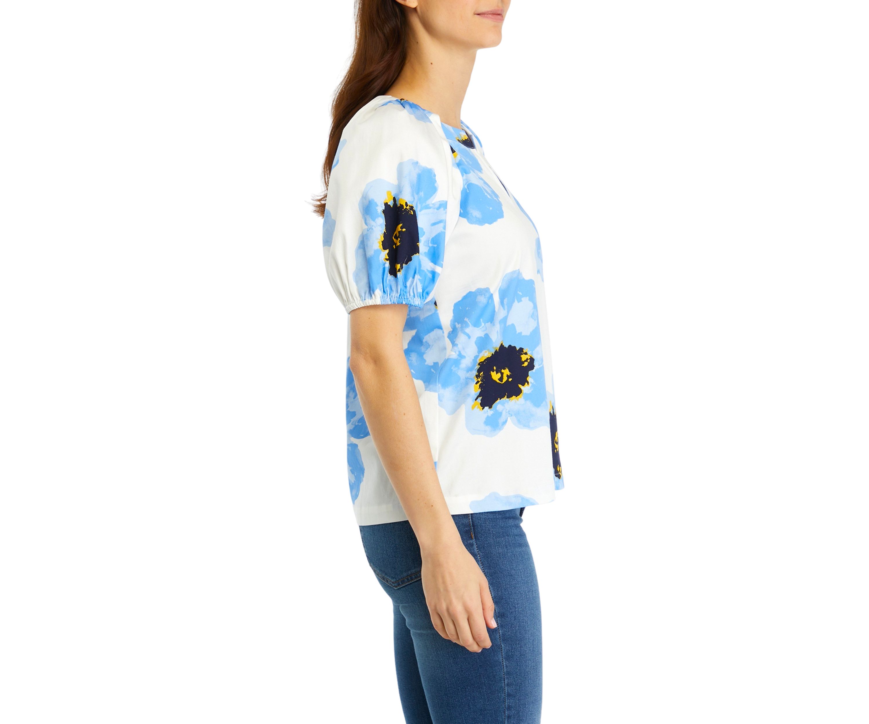 Womens Printed Split Neck Blouse