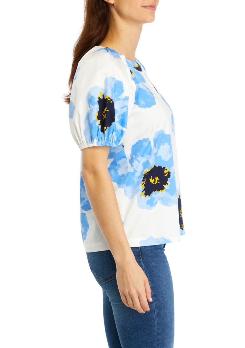 Womens Printed Split Neck Blouse