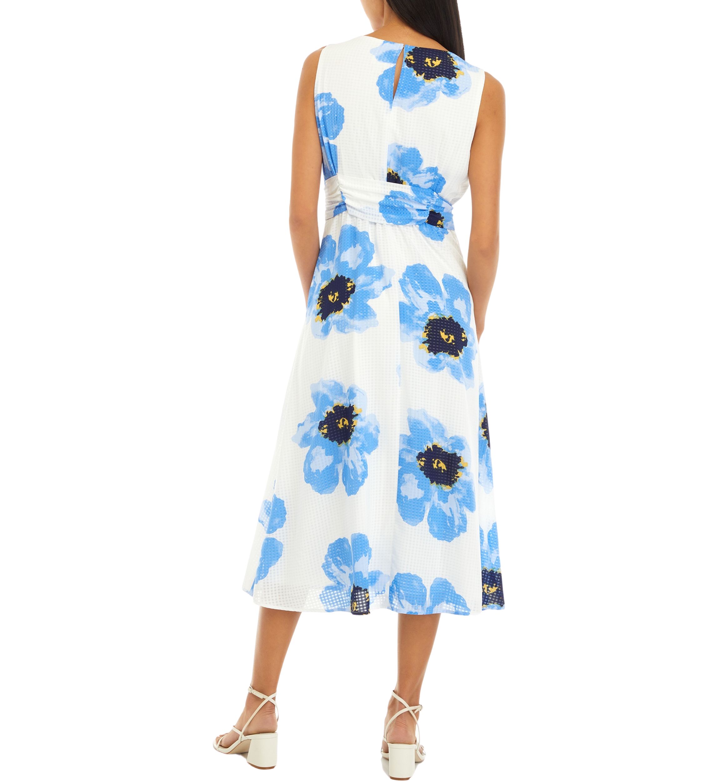 Petite Printed Midi Dress with Attached Sash