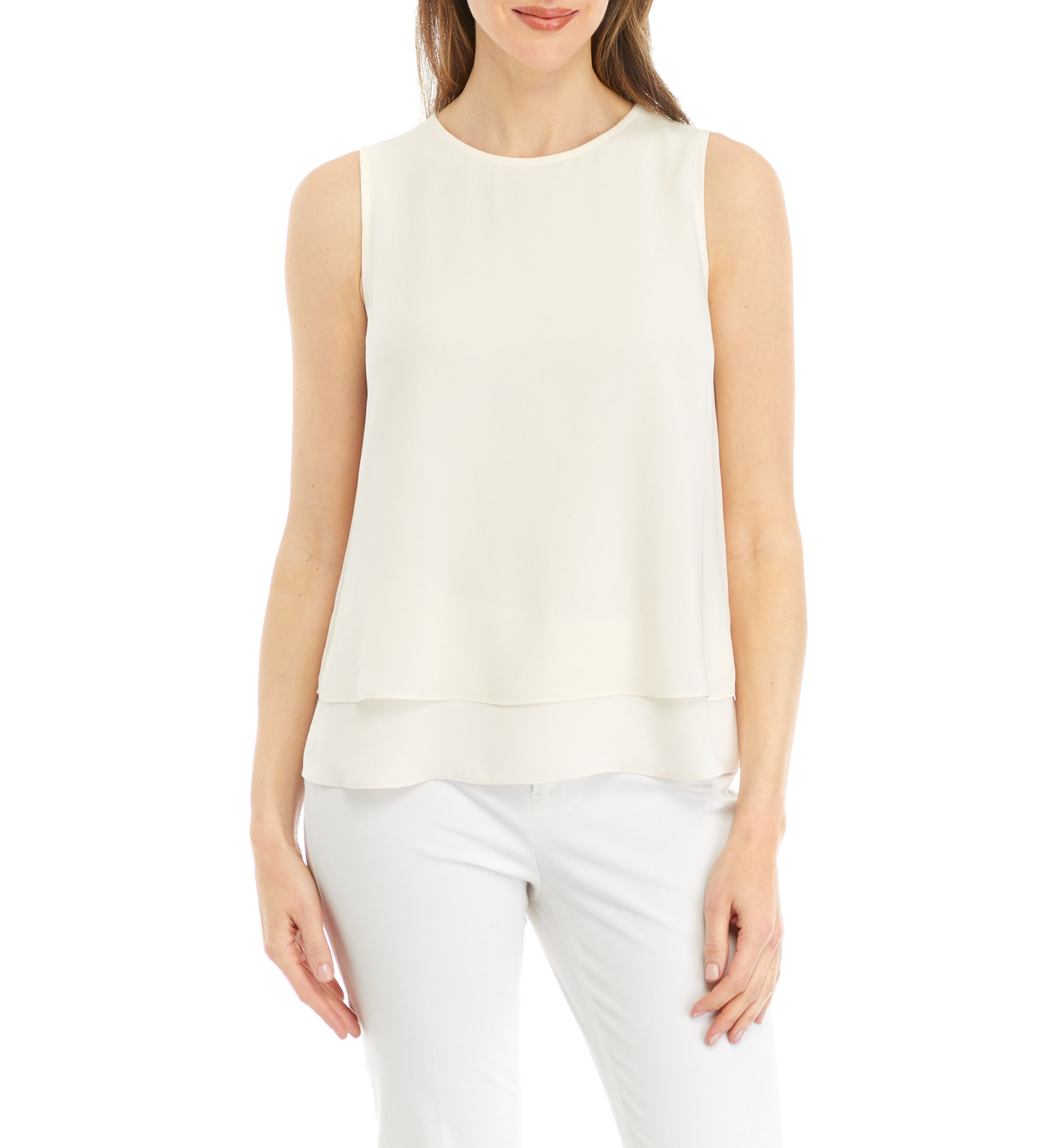 Petite Sleeveless Double Layer Blouse
