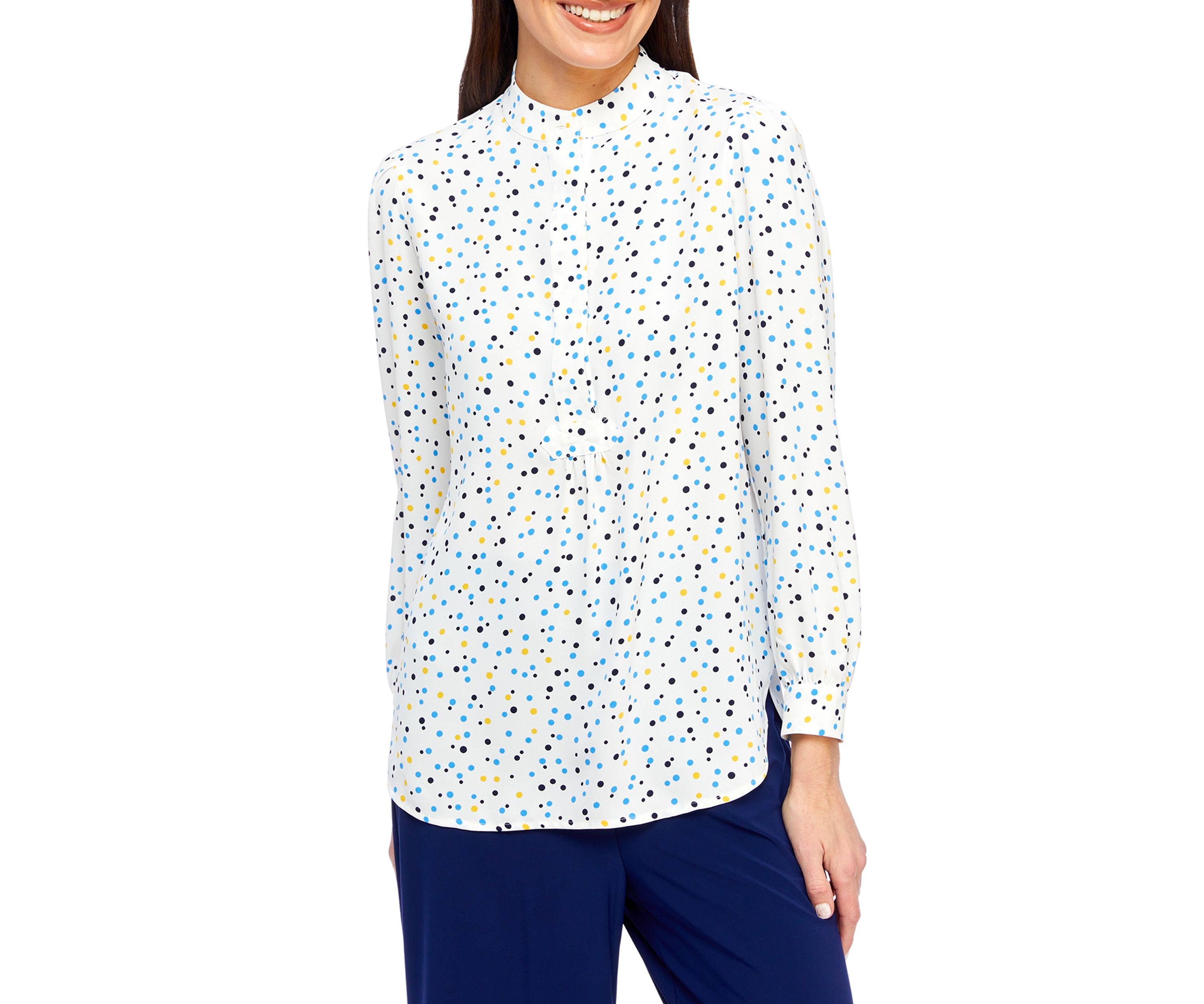 Petite Printed Popover Blouse