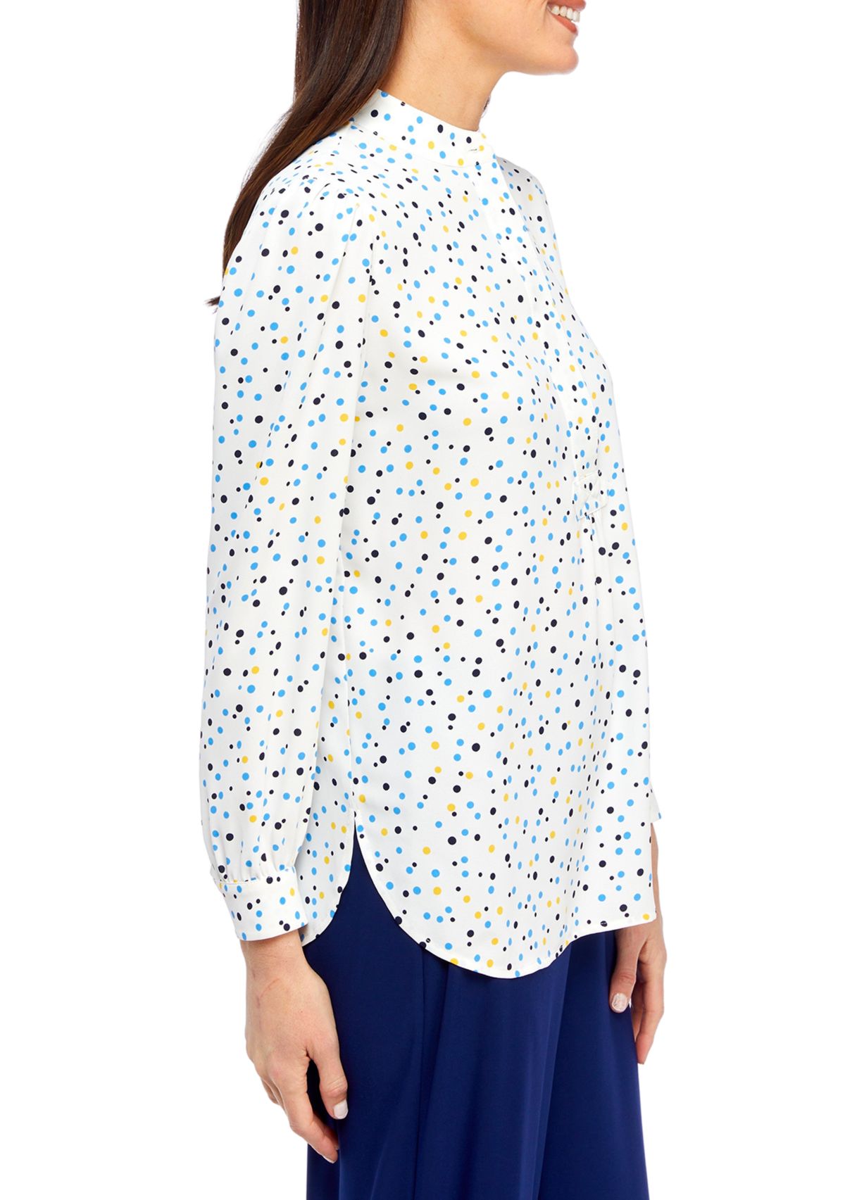 Petite Printed Popover Blouse