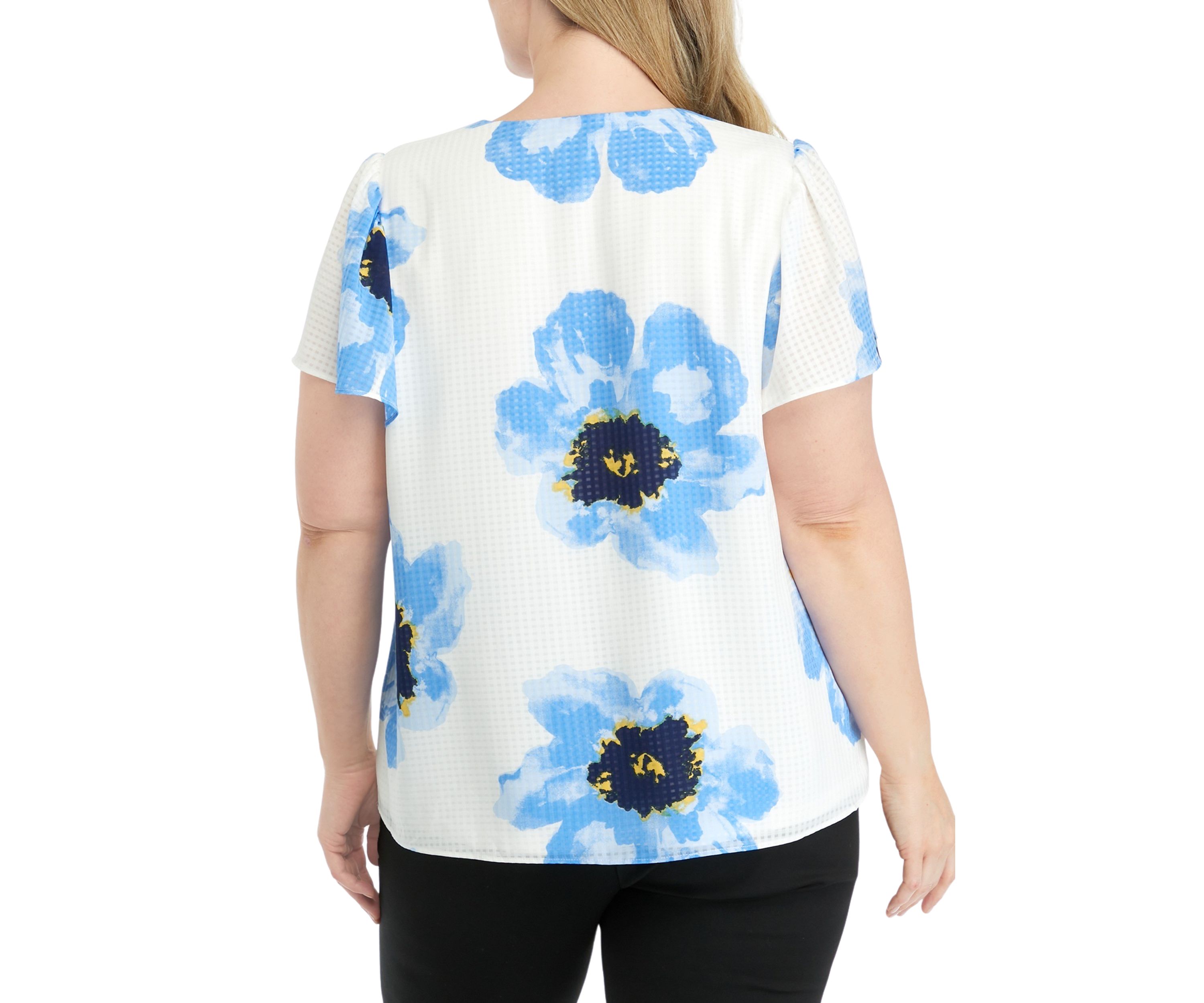 Plus Size V-Neck Flutter Sleeve Blouse