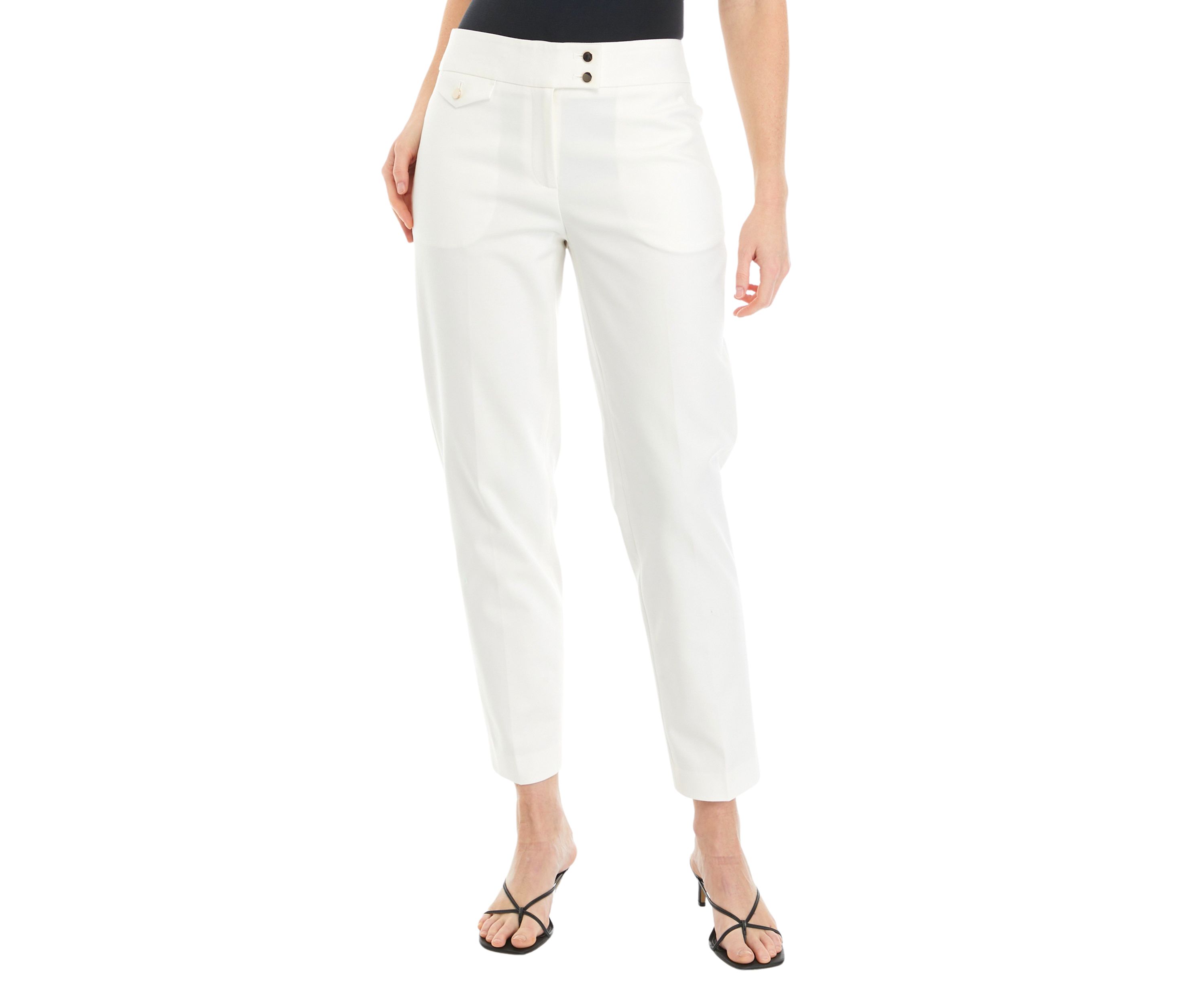 Womens Fly Front Single Coin Pocket Slim Ankle Pants 