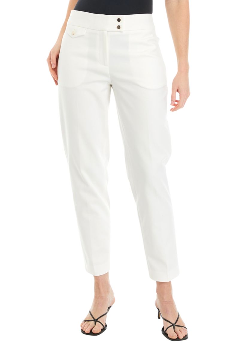 Womens Fly Front Single Coin Pocket Slim Ankle Pants 