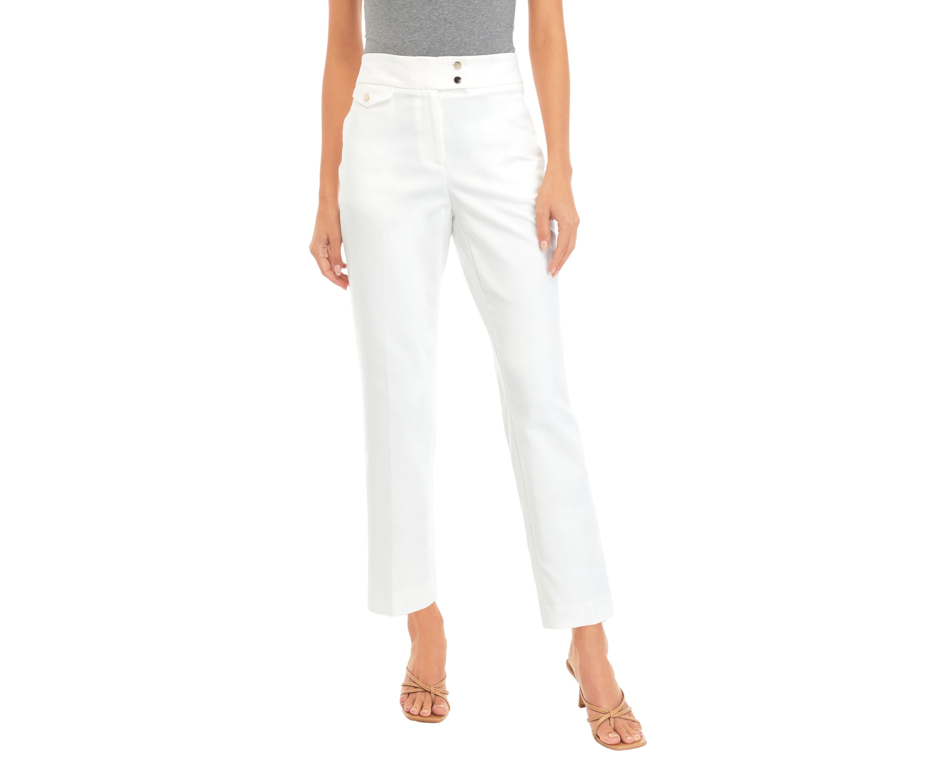 Petite Fly Front Single Coin Pocket Slim Ankle Pants