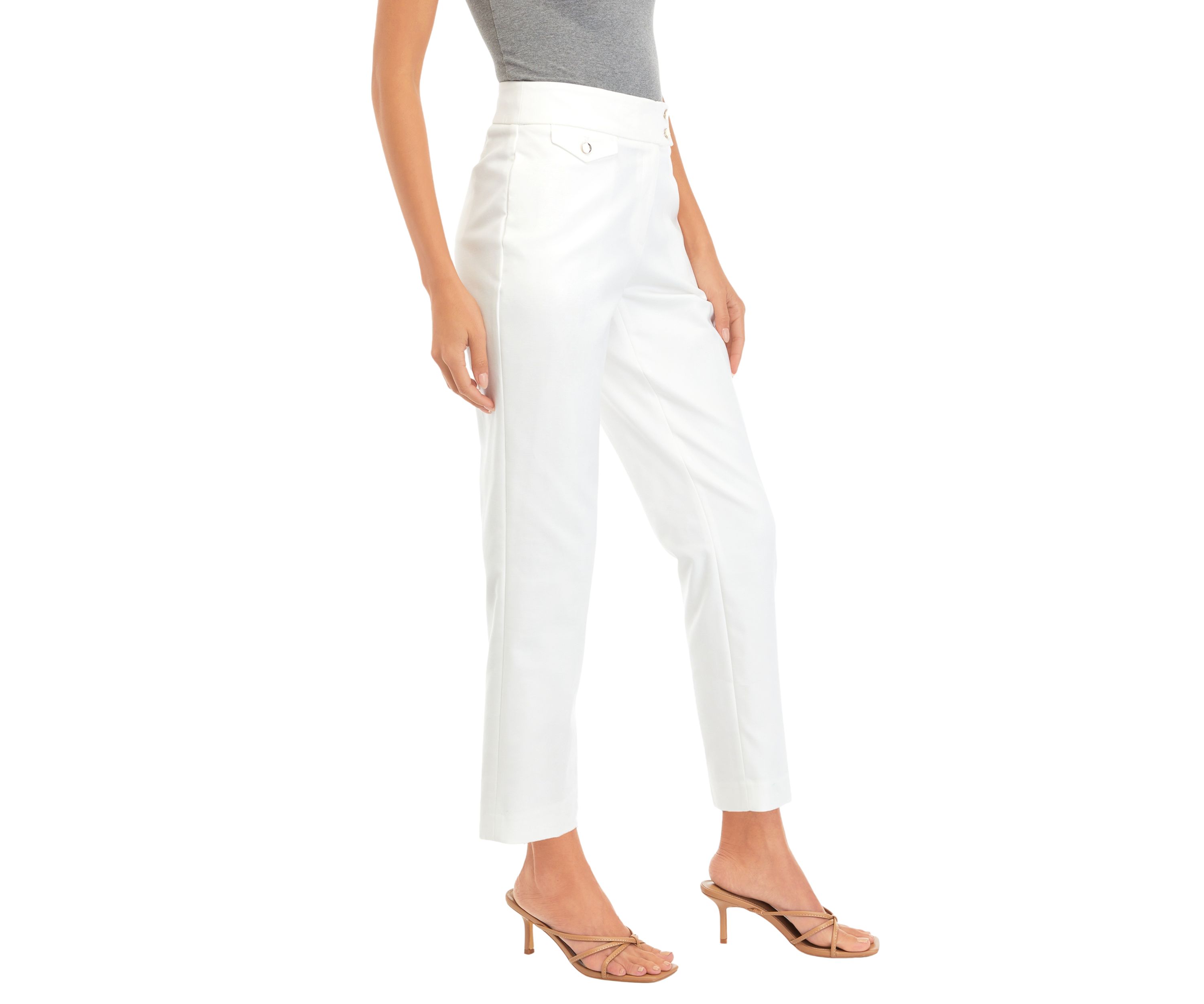 Petite Fly Front Single Coin Pocket Slim Ankle Pants