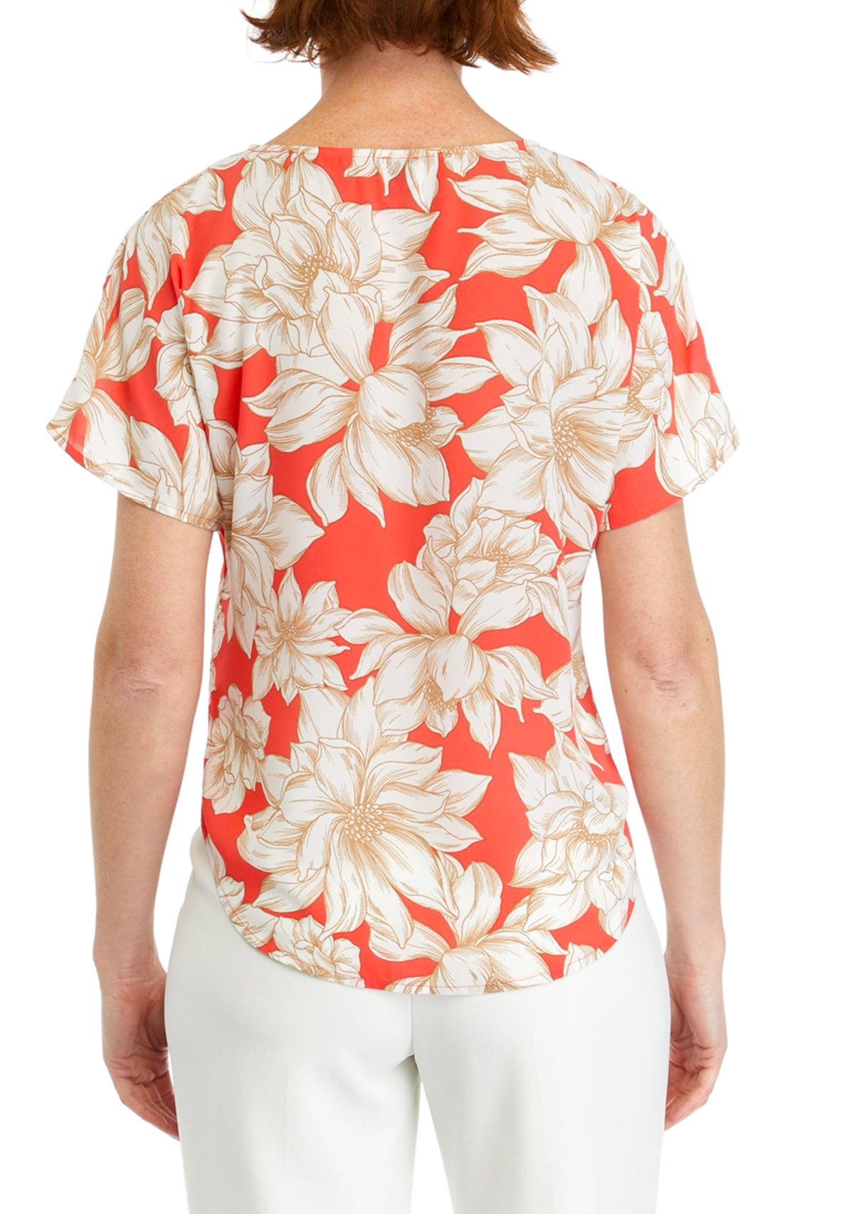 Womens Short Sleeve Blouse with Boat Neckline