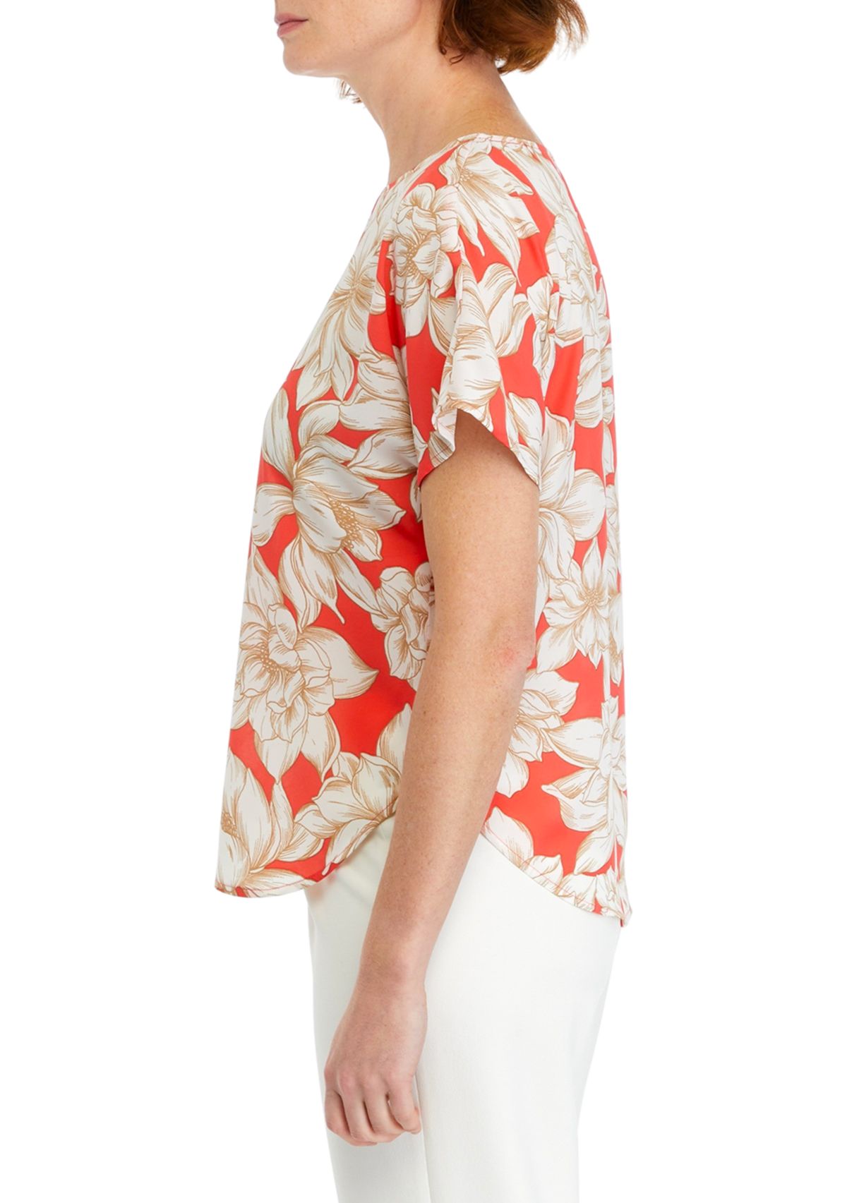 Womens Short Sleeve Blouse with Boat Neckline