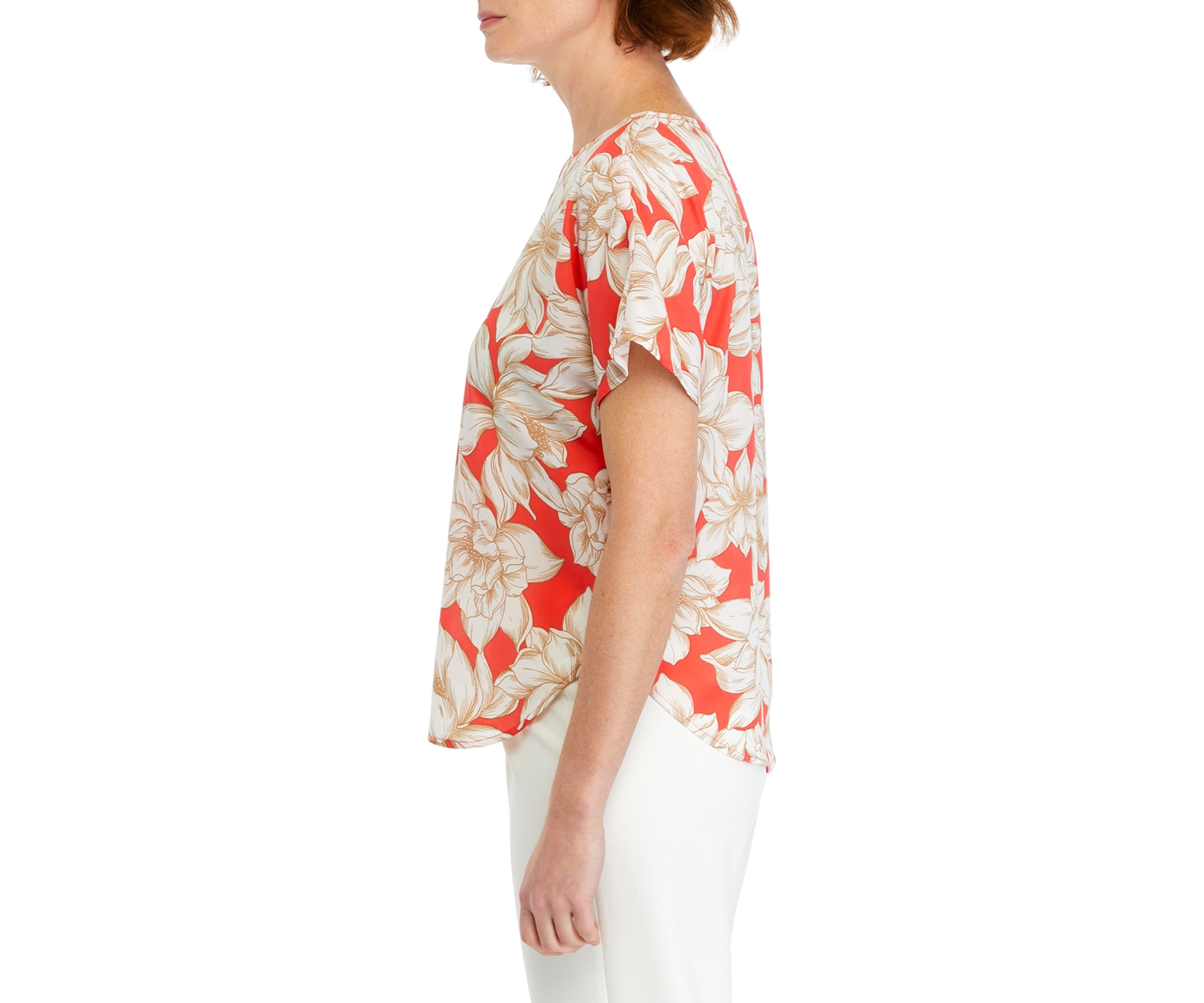 Womens Short Sleeve Blouse with Boat Neckline