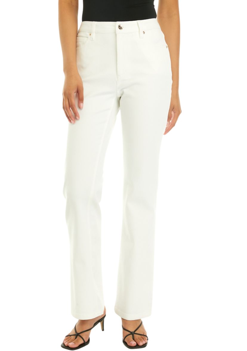 Womens High Rise Fly Front 5 Pocket Bootcut Pants