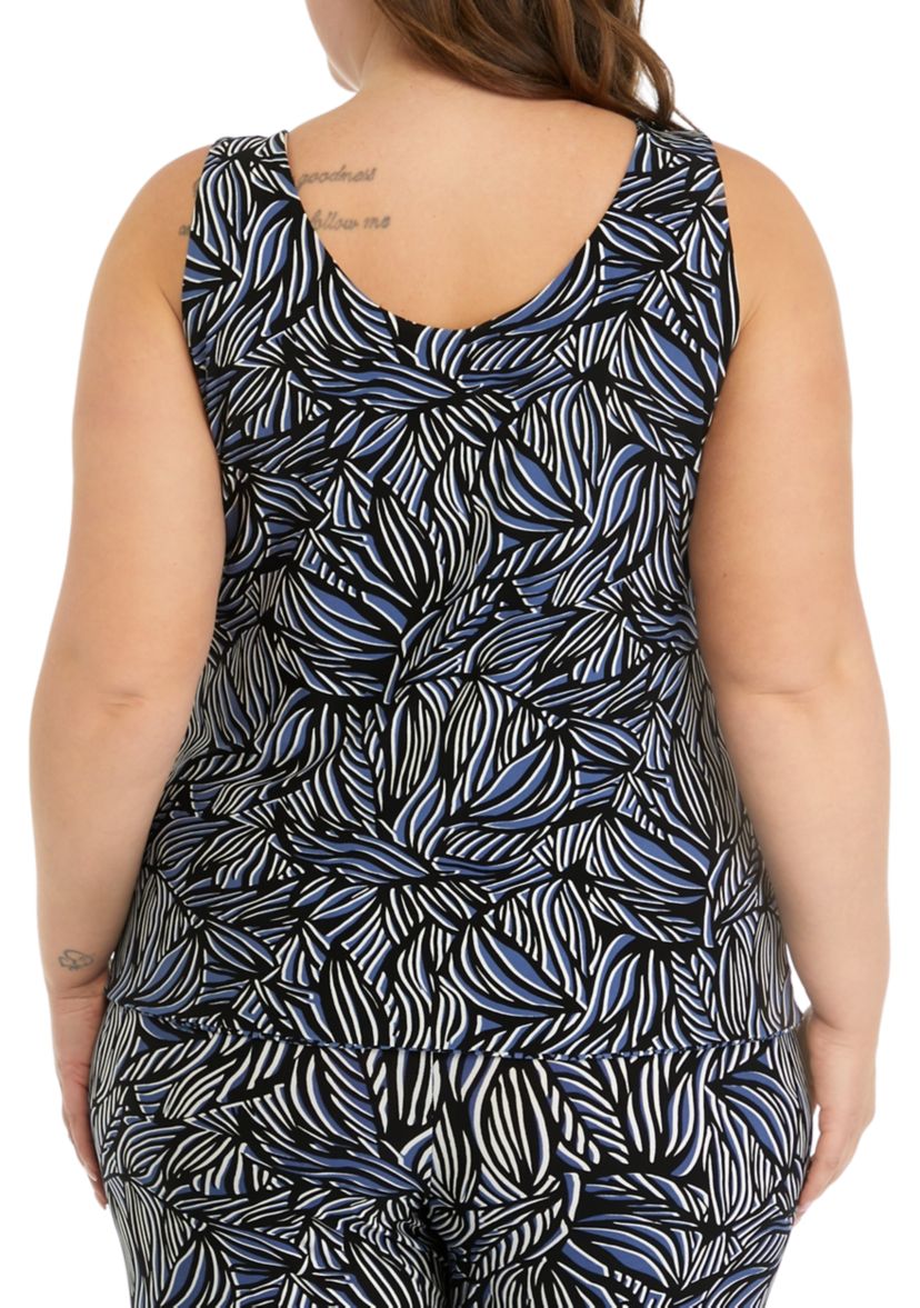 Plus Size Reversible Printed Double Scoop Neck Top