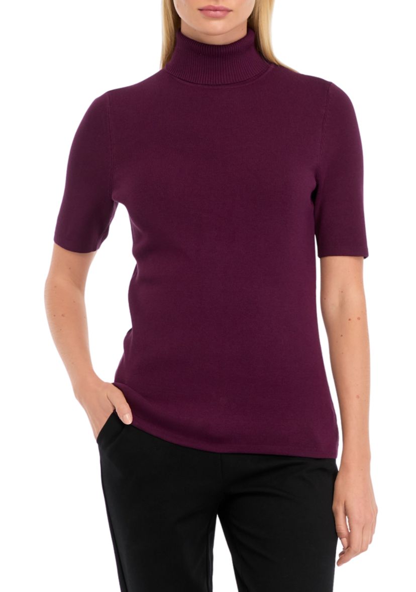 Womens Elbow Sleeve Turtleneck Sweater 