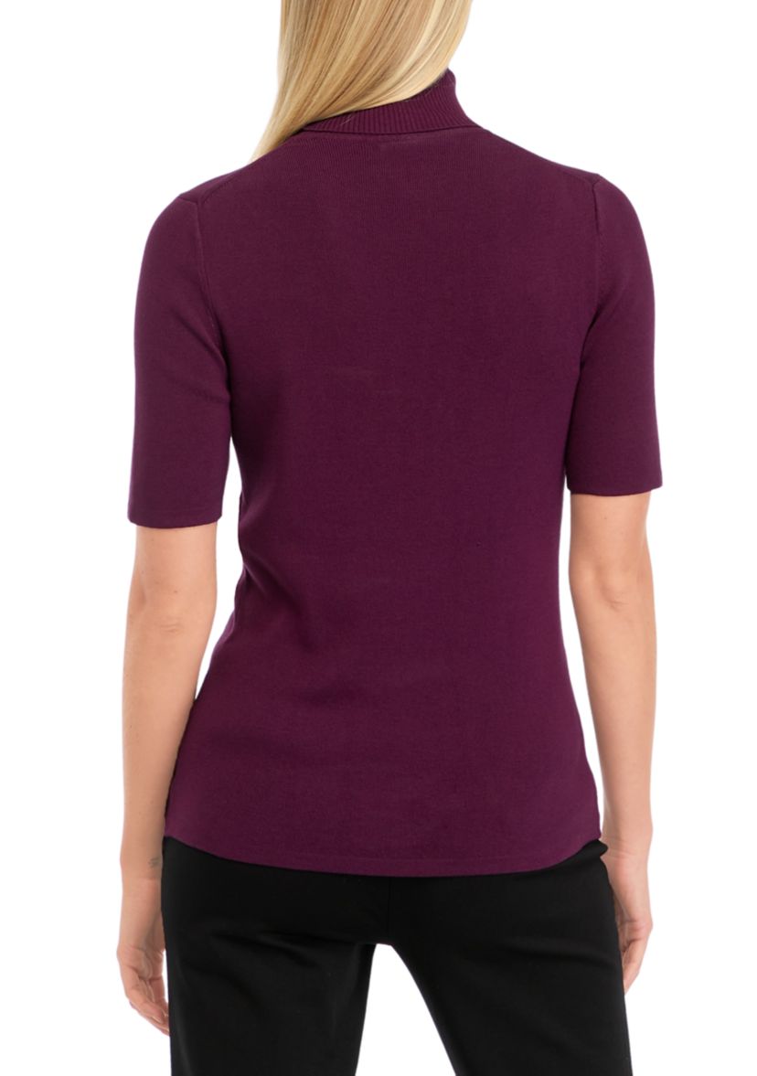 Womens Elbow Sleeve Turtleneck Sweater 
