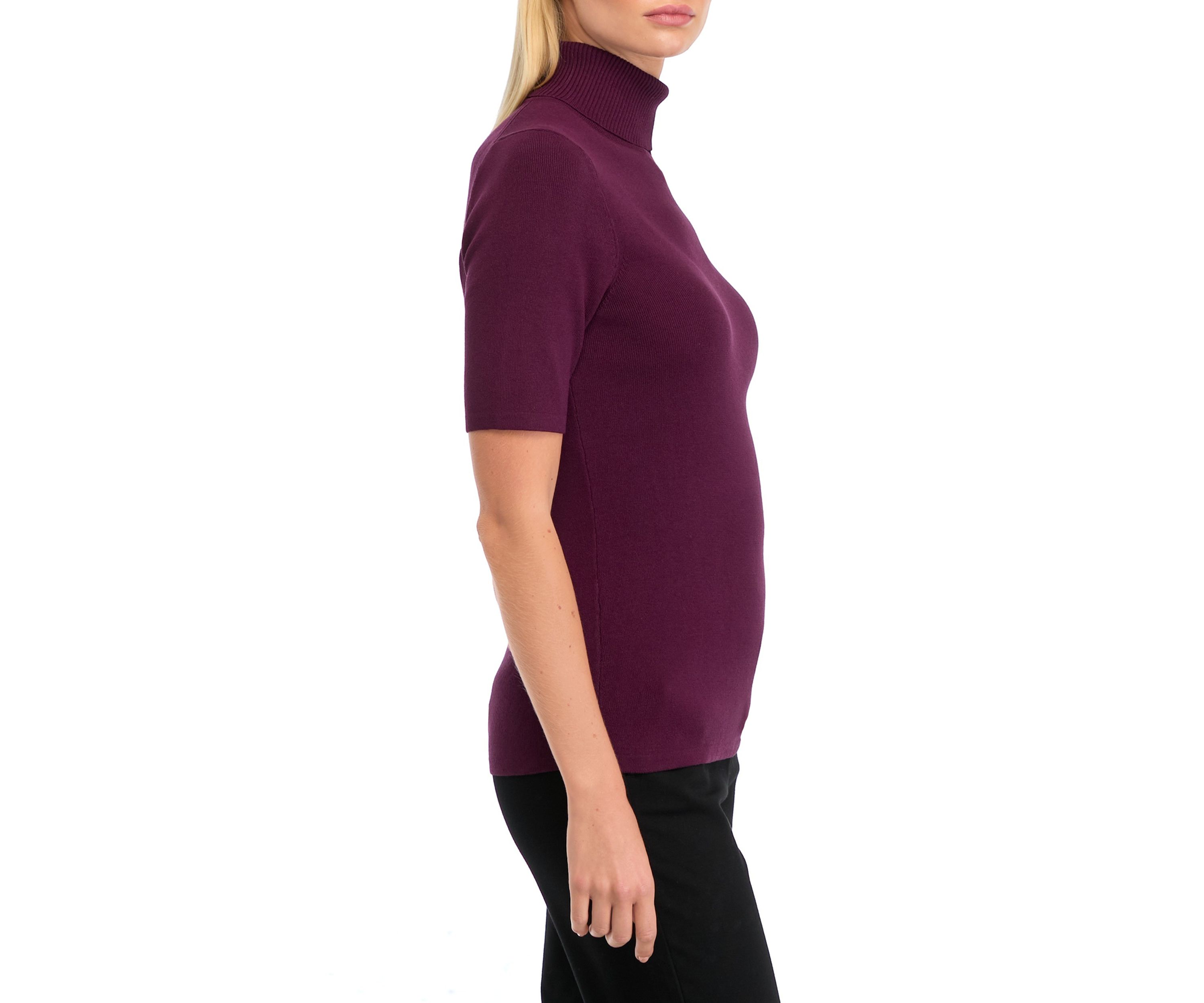 Womens Elbow Sleeve Turtleneck Sweater 