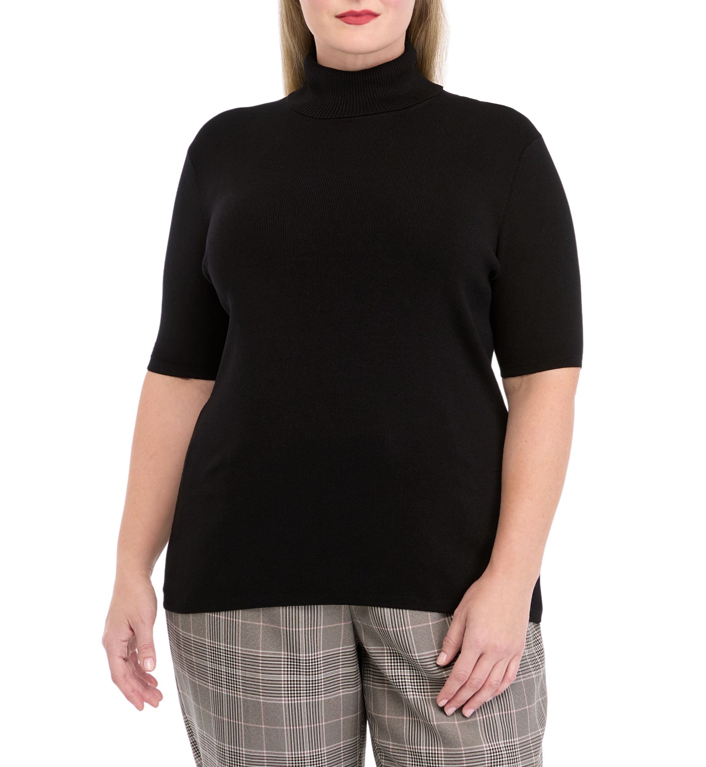 Plus Size Half Sleeve Turtleneck Sweater