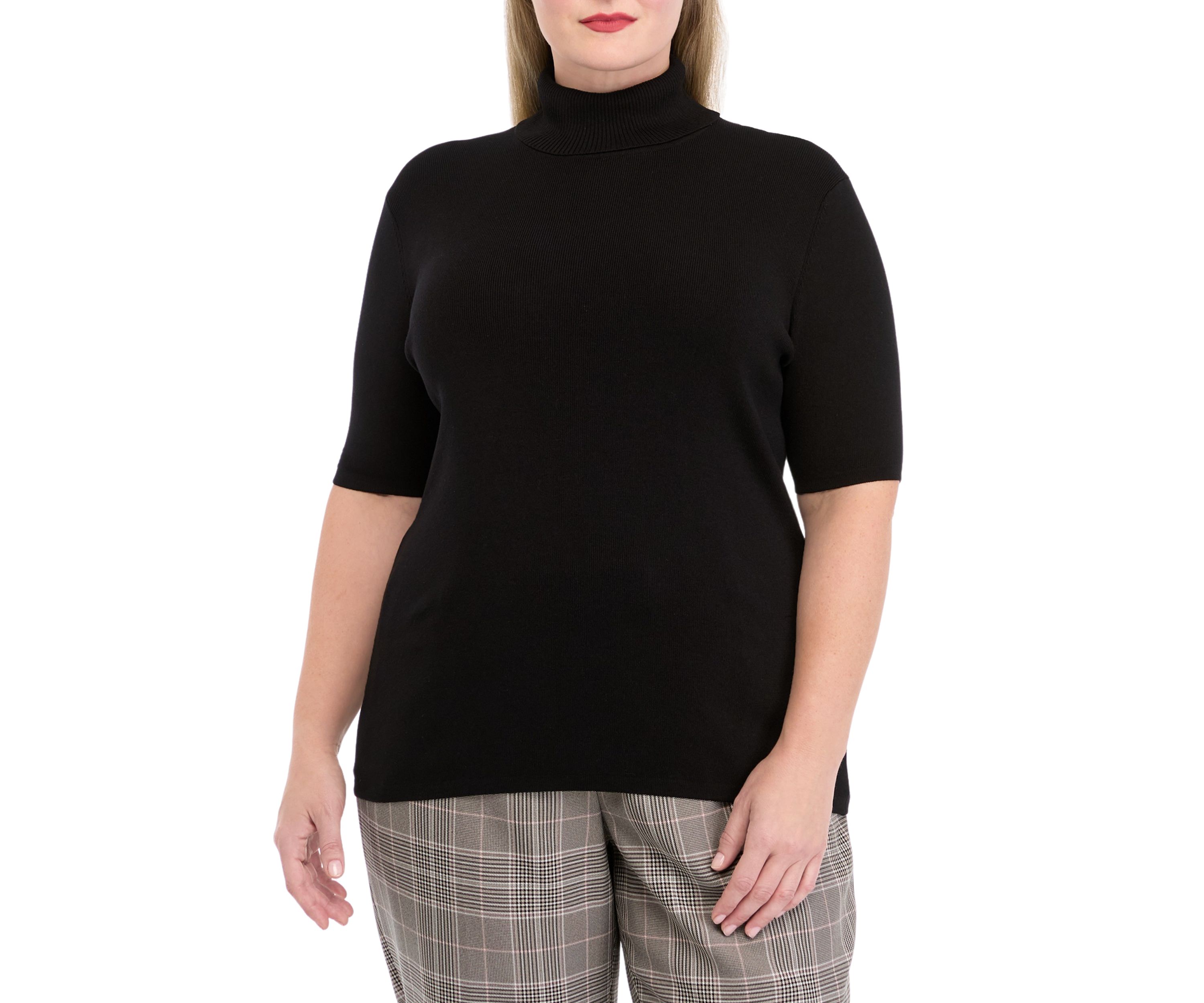 Plus Size Half Sleeve Turtleneck Sweater
