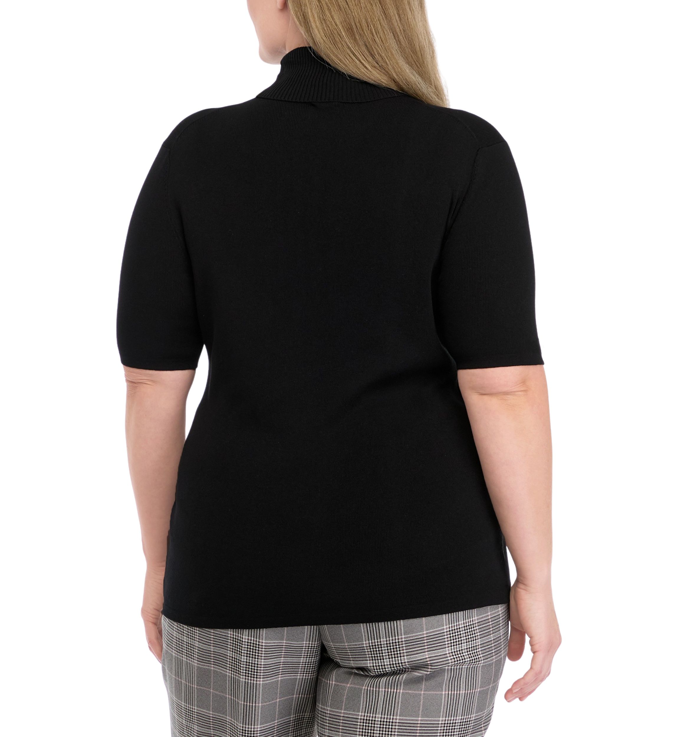Plus Size Half Sleeve Turtleneck Sweater