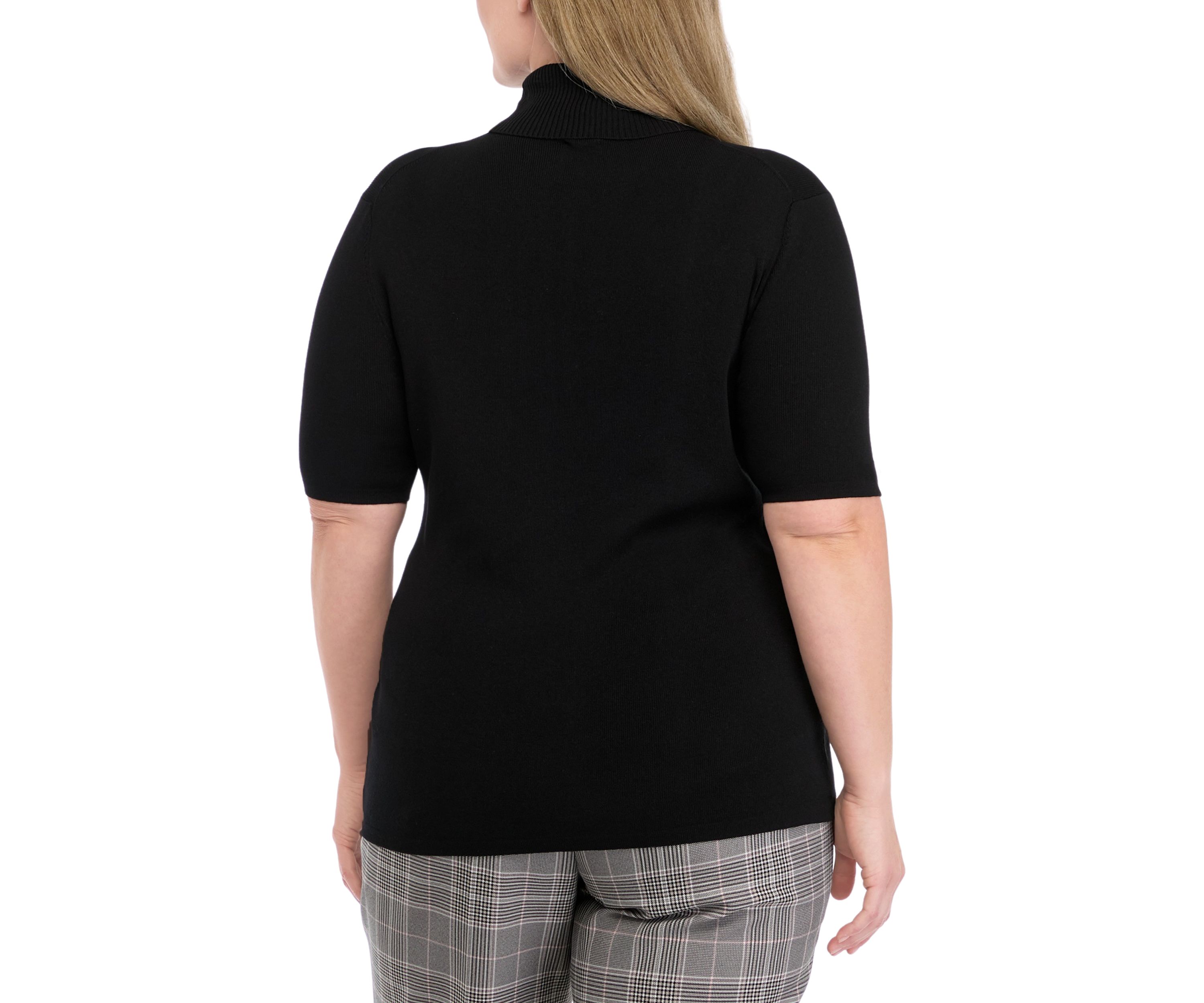 Plus Size Half Sleeve Turtleneck Sweater